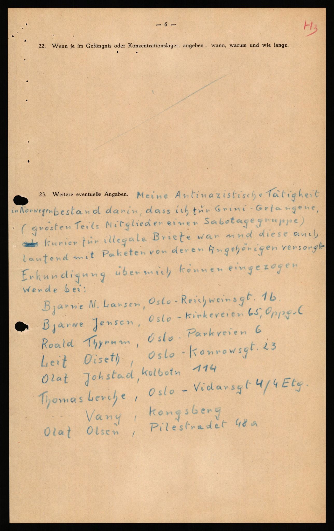 Forsvaret, Forsvarets overkommando II, AV/RA-RAFA-3915/D/Db/L0039: CI Questionaires. Tyske okkupasjonsstyrker i Norge. Østerrikere., 1945-1946, p. 100