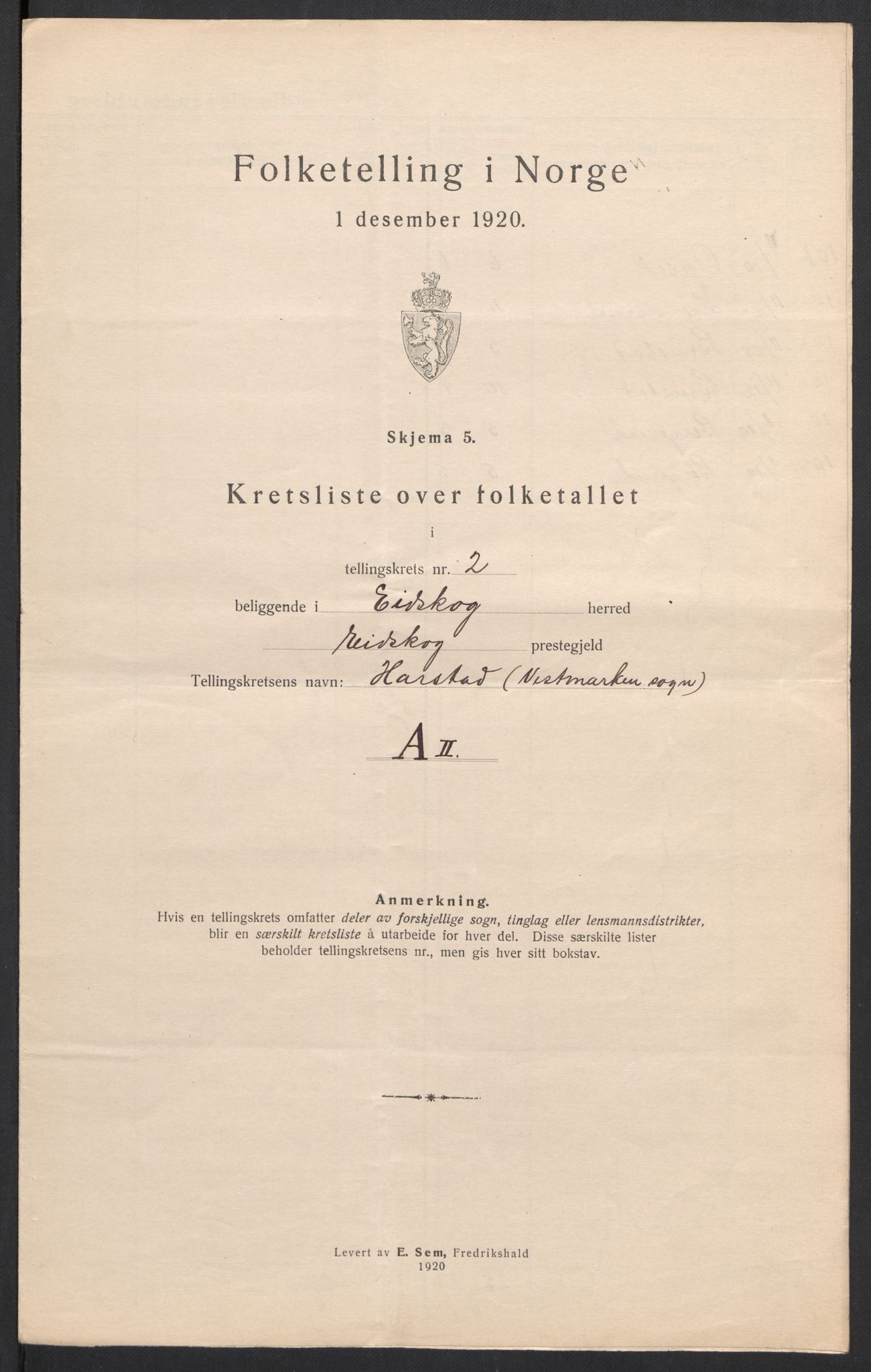 SAH, 1920 census for Eidskog, 1920, p. 13