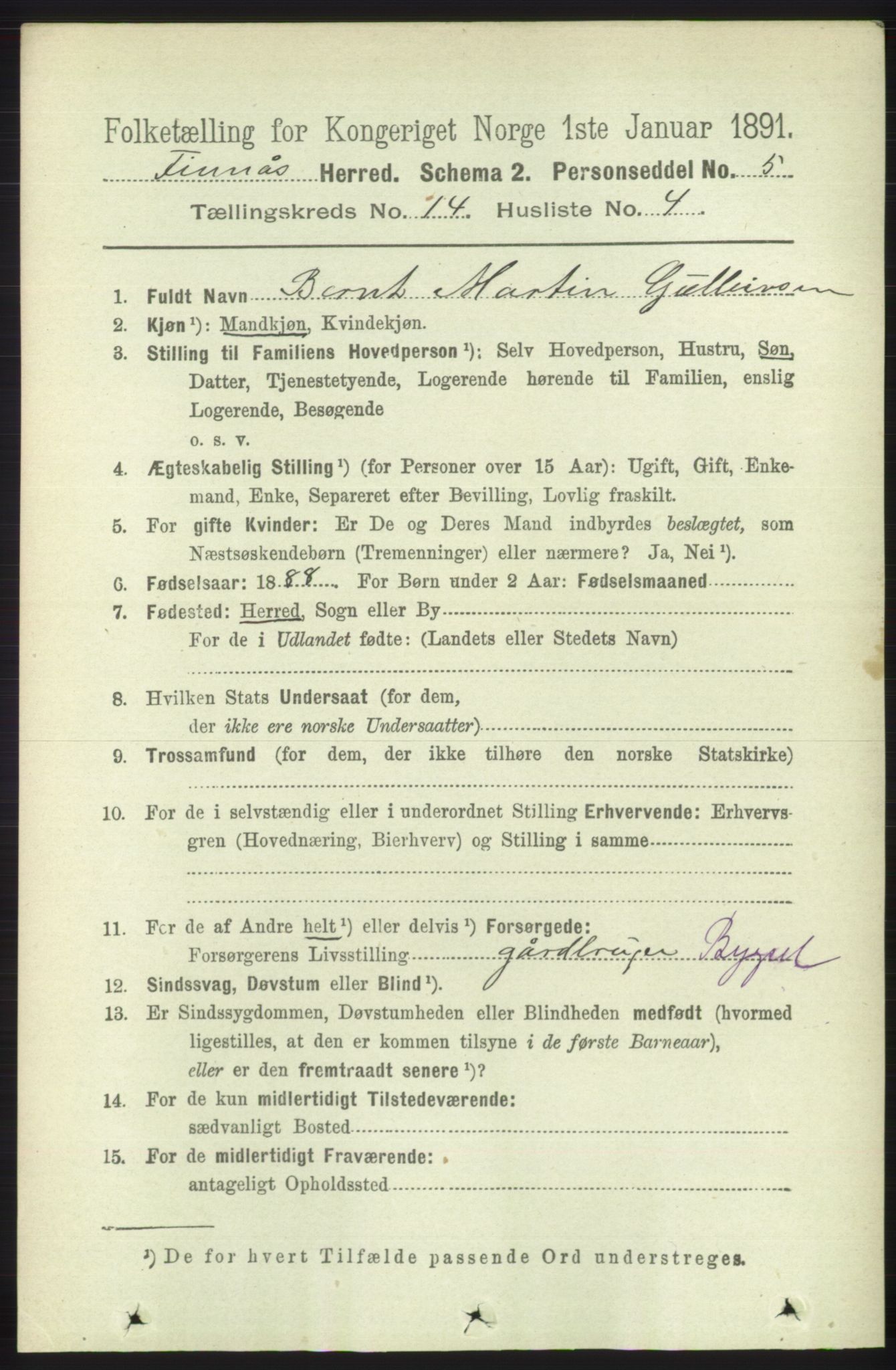 RA, 1891 census for 1218 Finnås, 1891, p. 5721