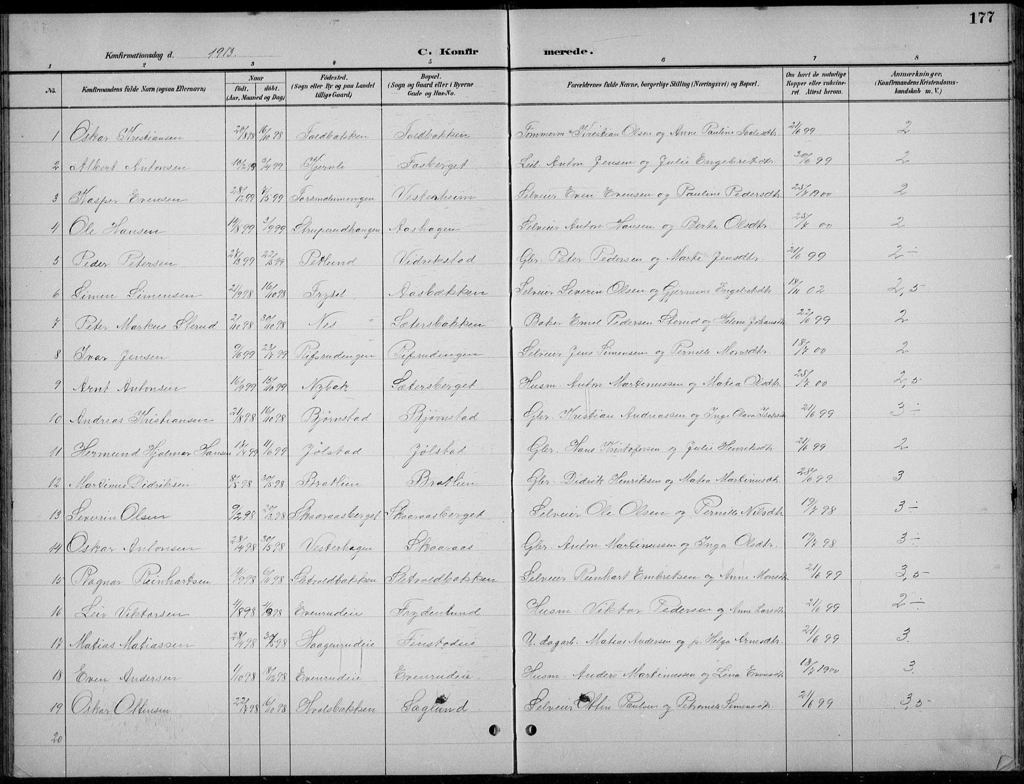 Romedal prestekontor, AV/SAH-PREST-004/L/L0013: Parish register (copy) no. 13, 1896-1937, p. 177