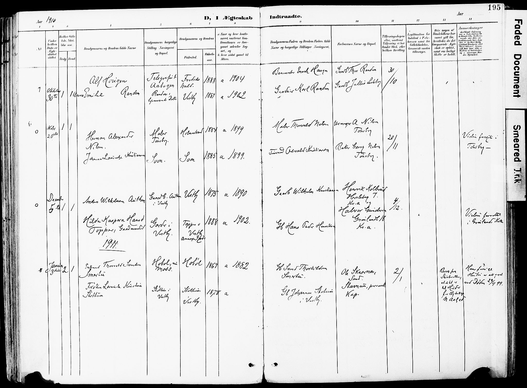 Vestby prestekontor Kirkebøker, SAO/A-10893/F/Fa/L0010: Parish register (official) no. I 10, 1900-1926, p. 195