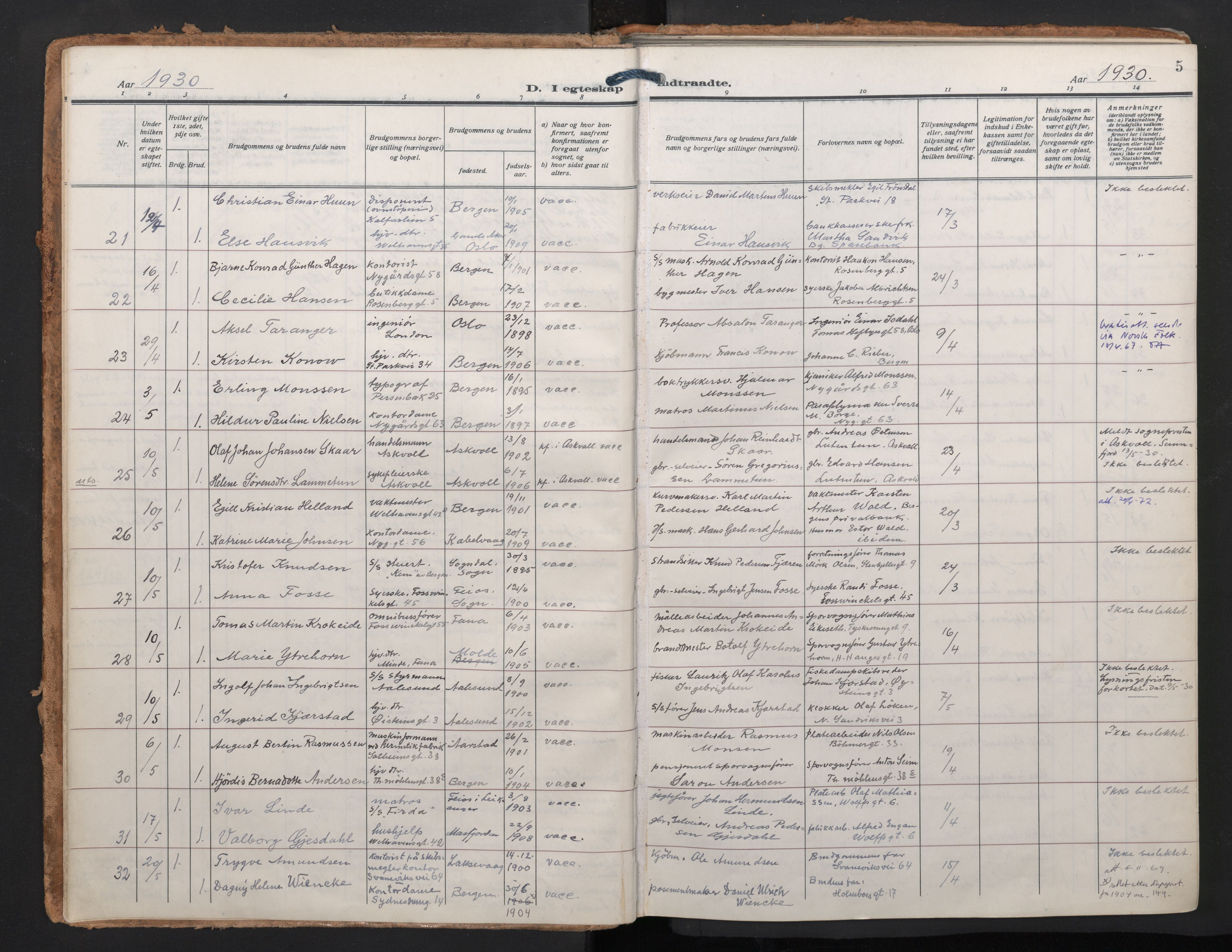 Johanneskirken sokneprestembete, AV/SAB-A-76001/H/Haa/L0014: Parish register (official) no. D 3, 1929-1949, p. 4b-5a