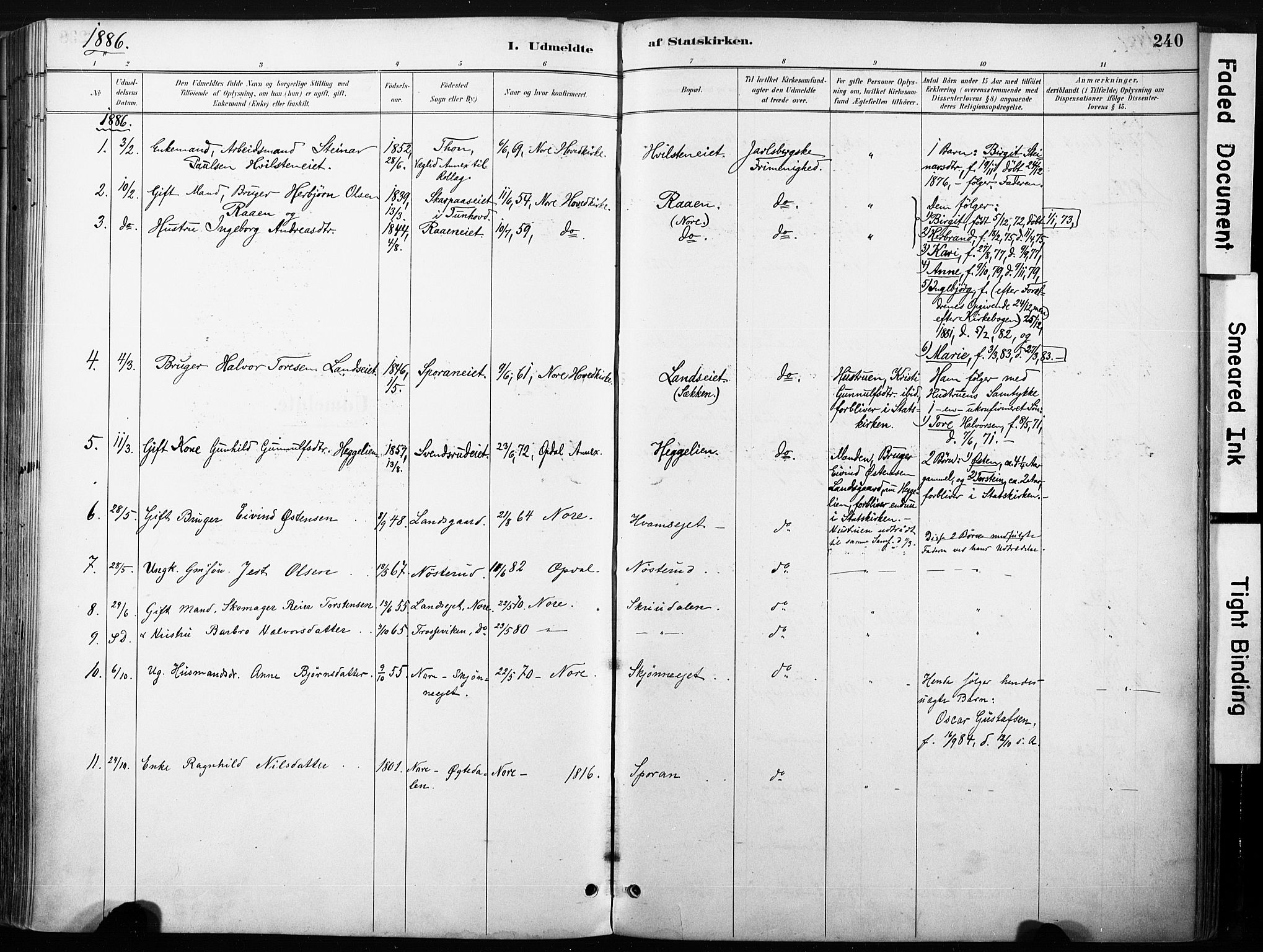 Nore kirkebøker, SAKO/A-238/F/Fb/L0002: Parish register (official) no. II 2, 1886-1906, p. 240