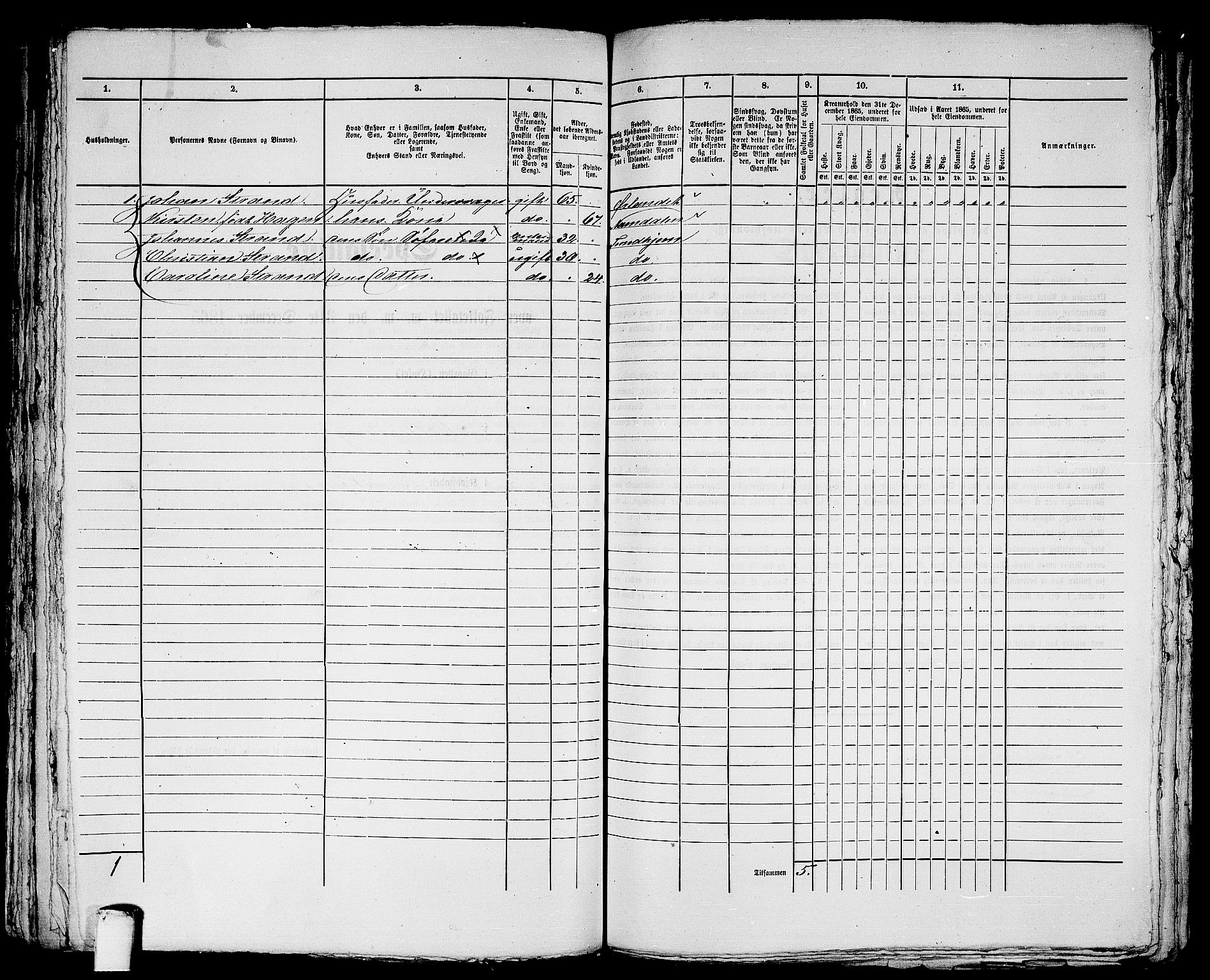 RA, 1865 census for Trondheim, 1865, p. 2920