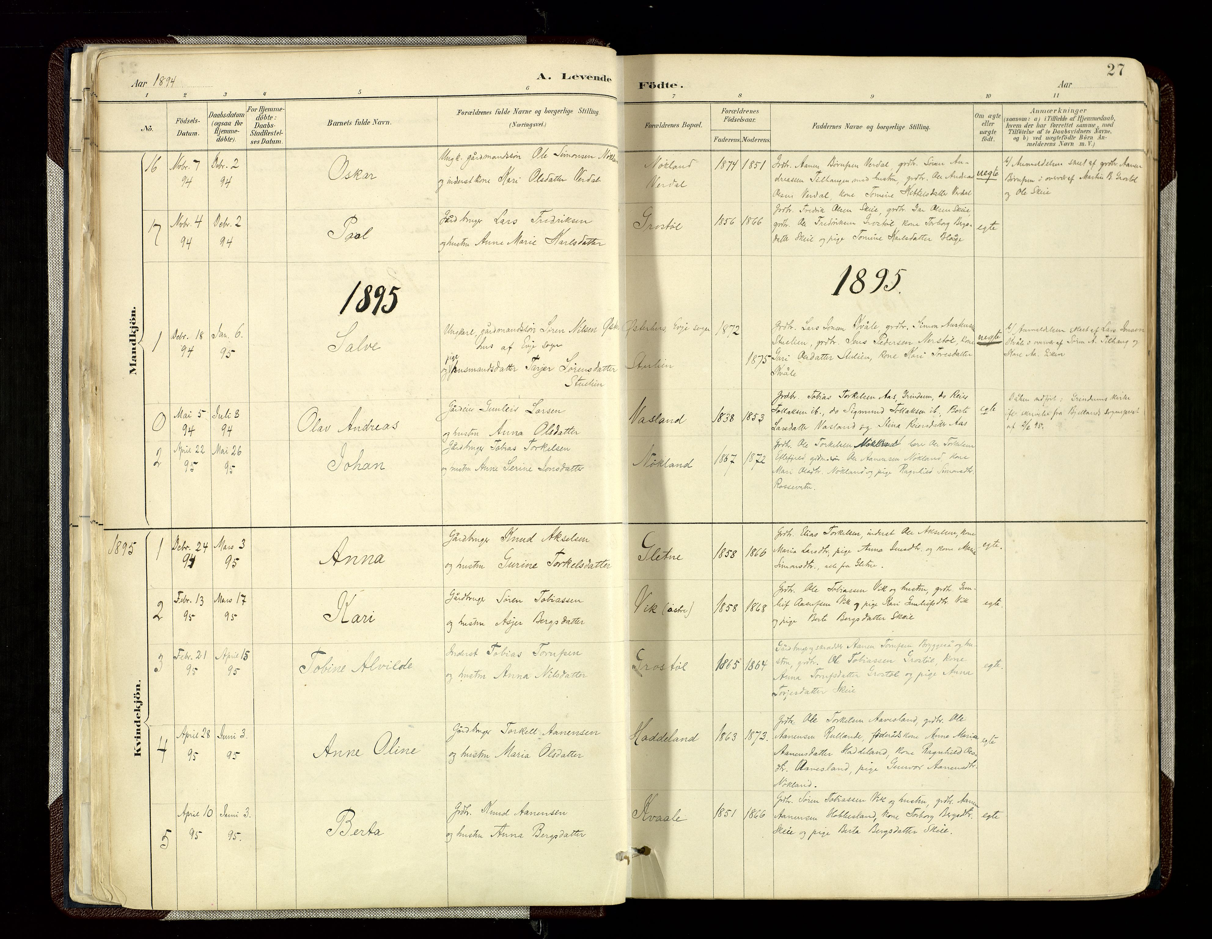 Hægebostad sokneprestkontor, SAK/1111-0024/F/Fa/Fab/L0004: Parish register (official) no. A 4, 1887-1929, p. 27