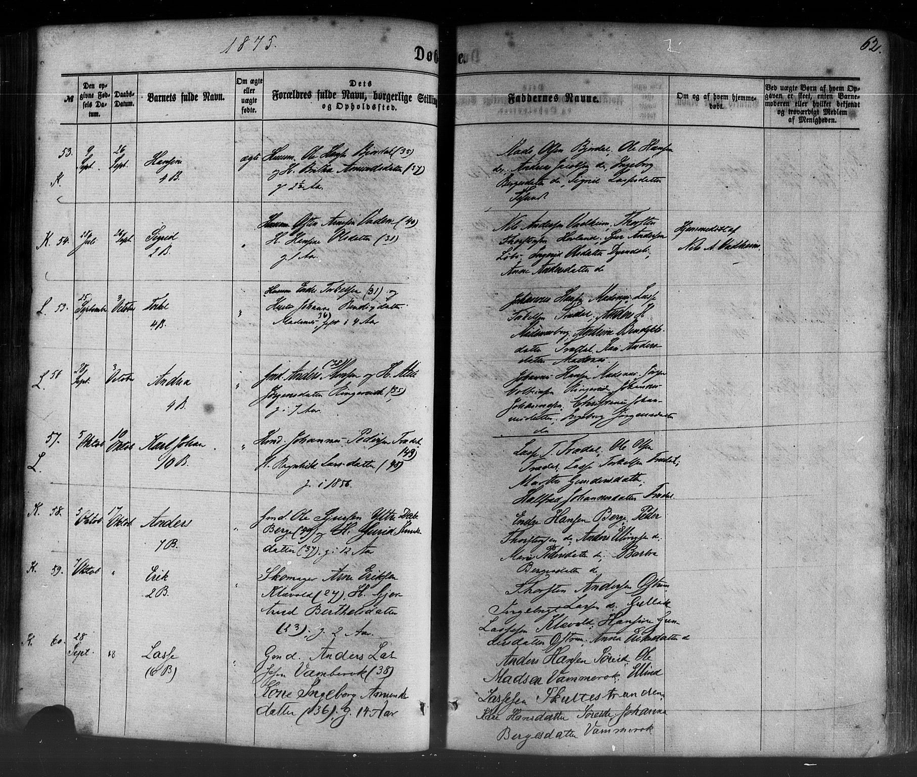 Lavik sokneprestembete, AV/SAB-A-80901: Parish register (official) no. A 4, 1864-1881, p. 62