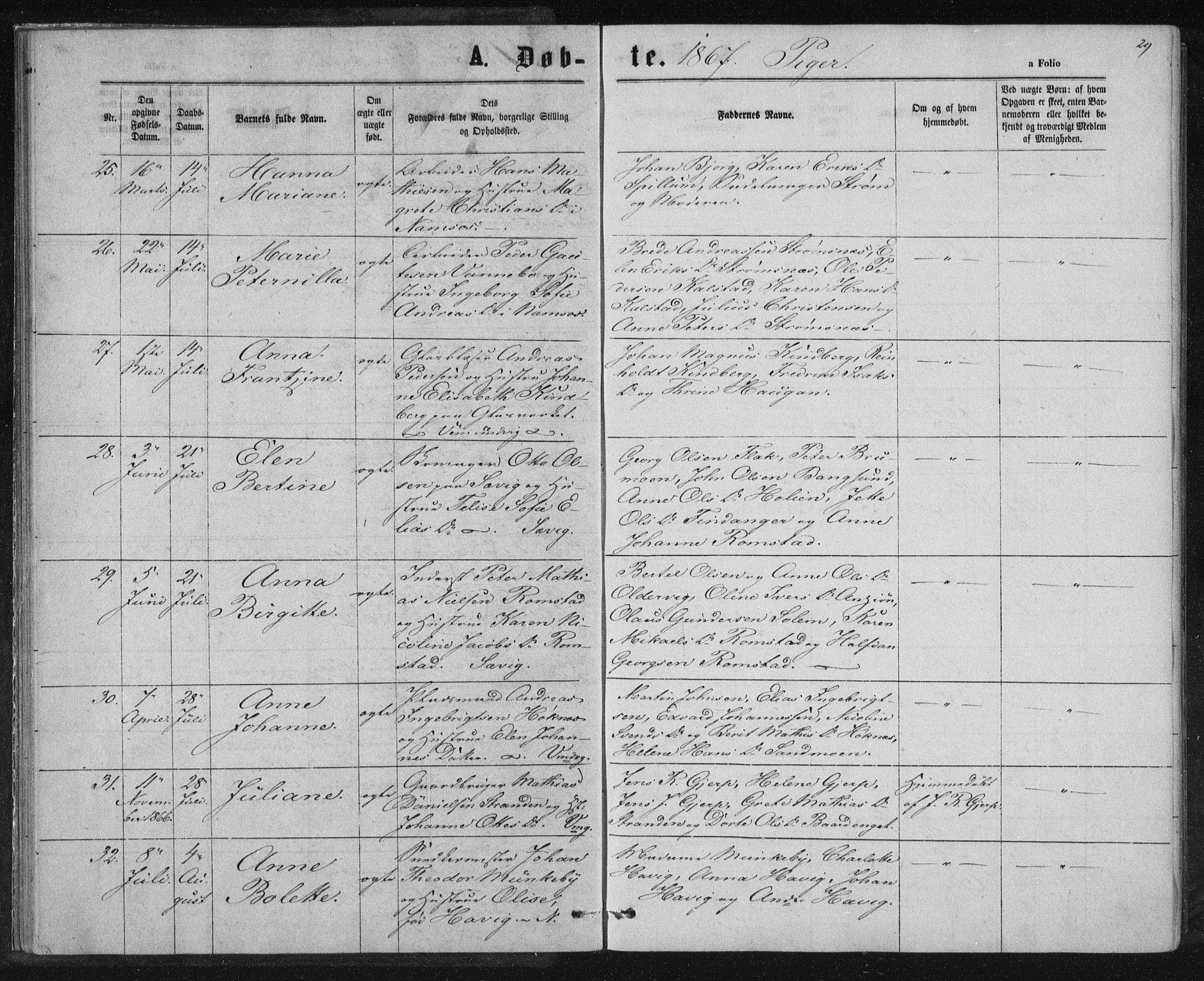 Ministerialprotokoller, klokkerbøker og fødselsregistre - Nord-Trøndelag, SAT/A-1458/768/L0570: Parish register (official) no. 768A05, 1865-1874, p. 29