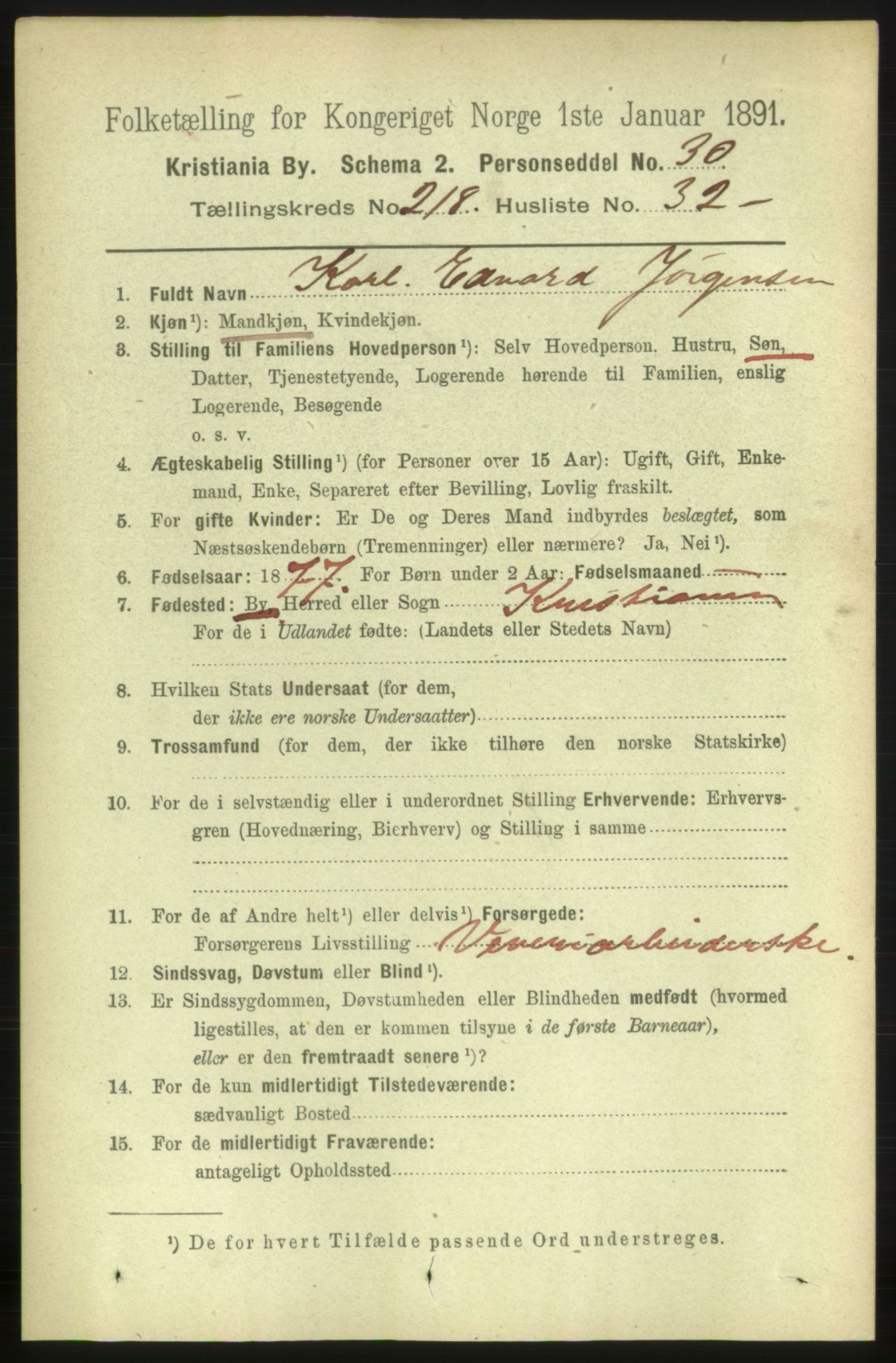 RA, 1891 census for 0301 Kristiania, 1891, p. 129896