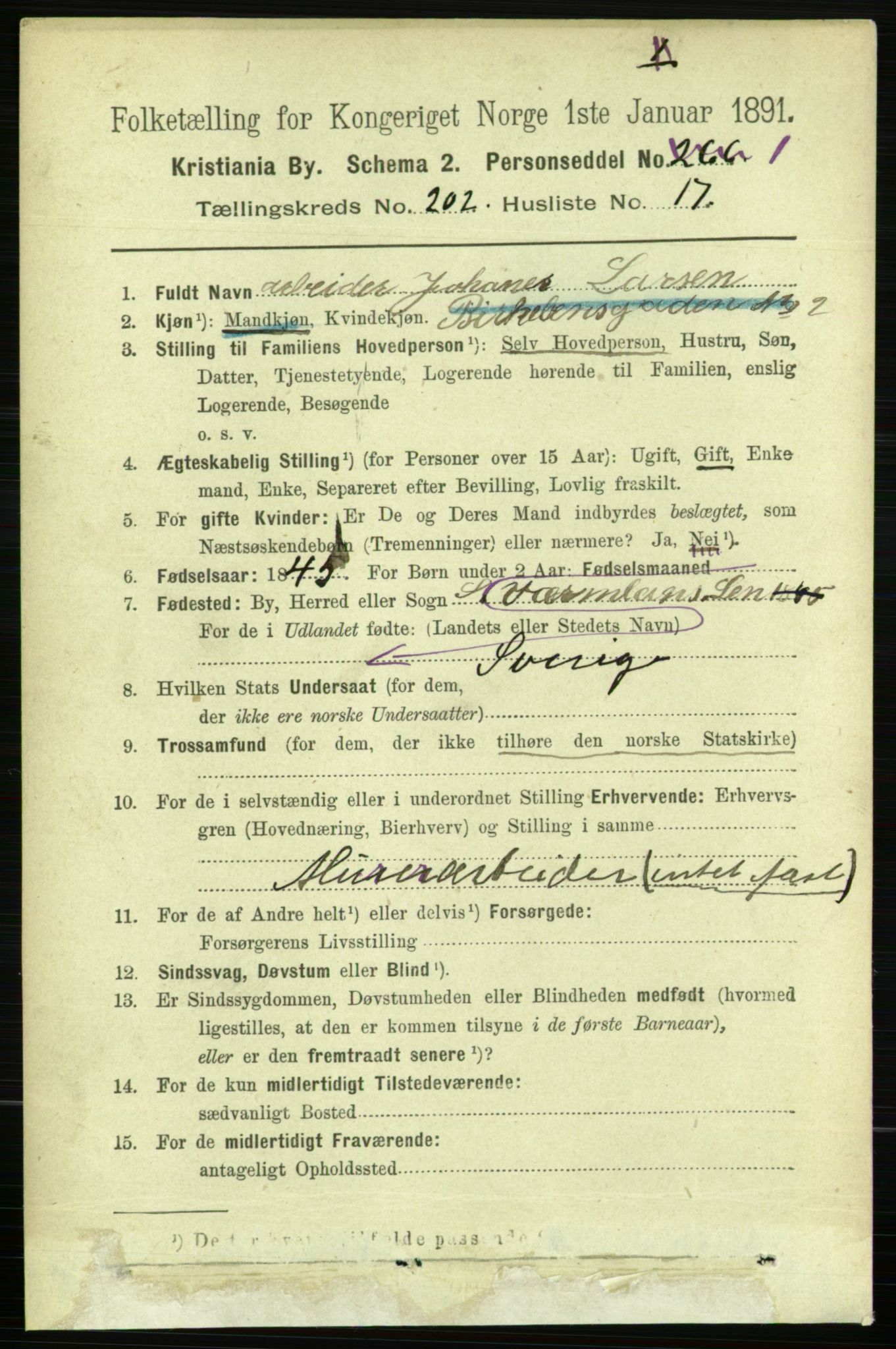 RA, 1891 census for 0301 Kristiania, 1891, p. 121790