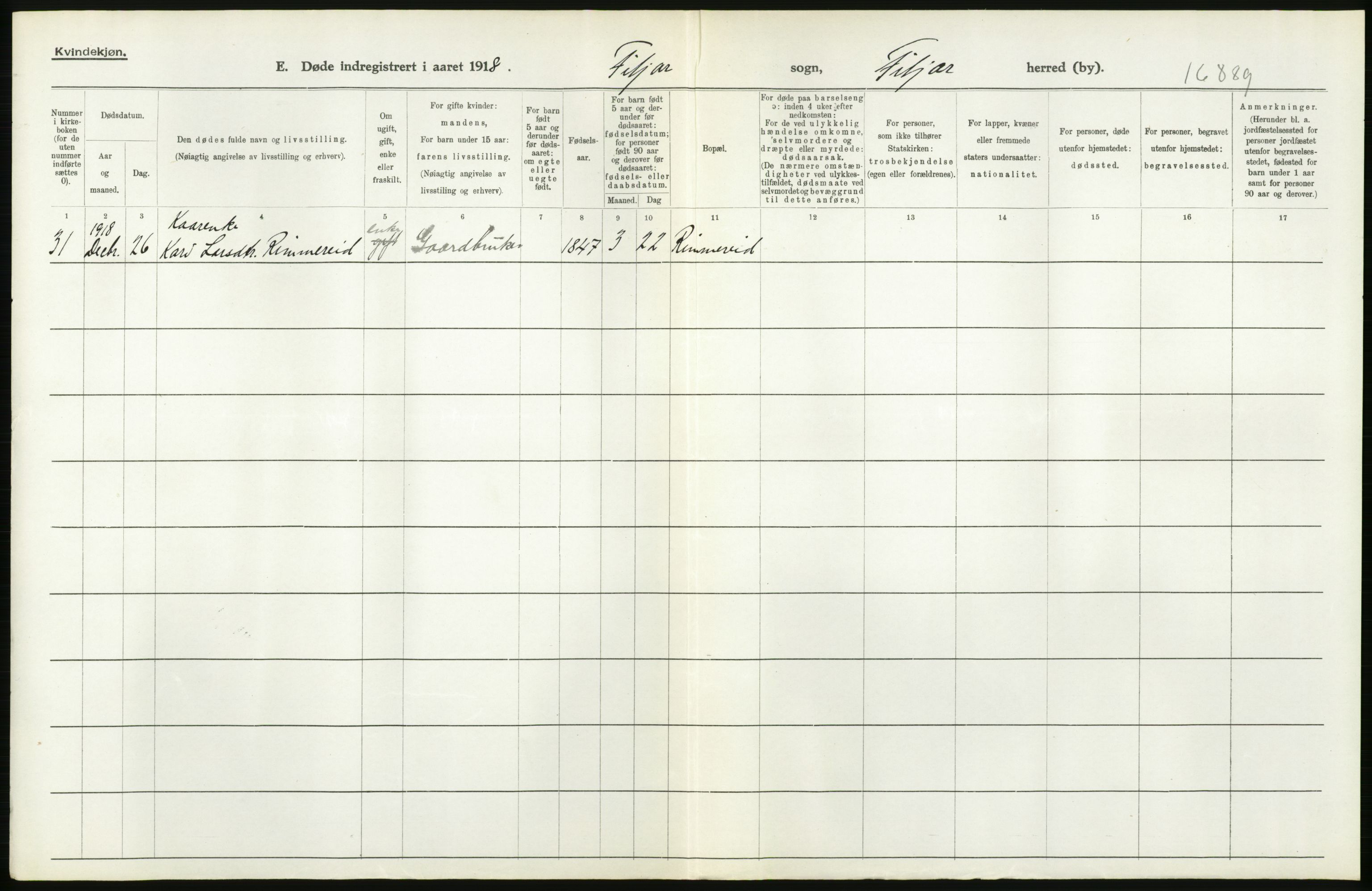 Statistisk sentralbyrå, Sosiodemografiske emner, Befolkning, AV/RA-S-2228/D/Df/Dfb/Dfbh/L0036: Hordaland fylke: Døde., 1918, p. 426