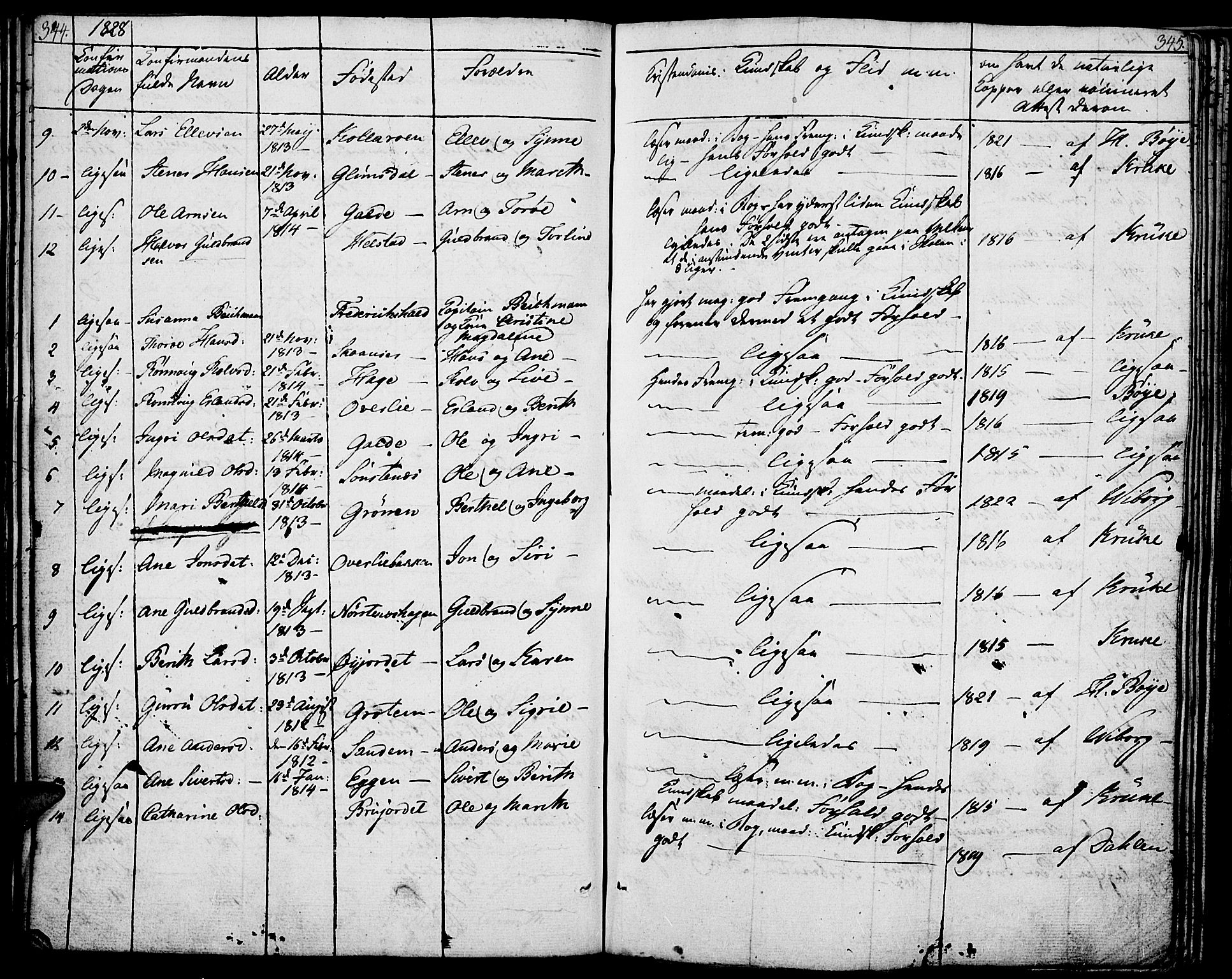 Lom prestekontor, SAH/PREST-070/K/L0005: Parish register (official) no. 5, 1825-1837, p. 344-345