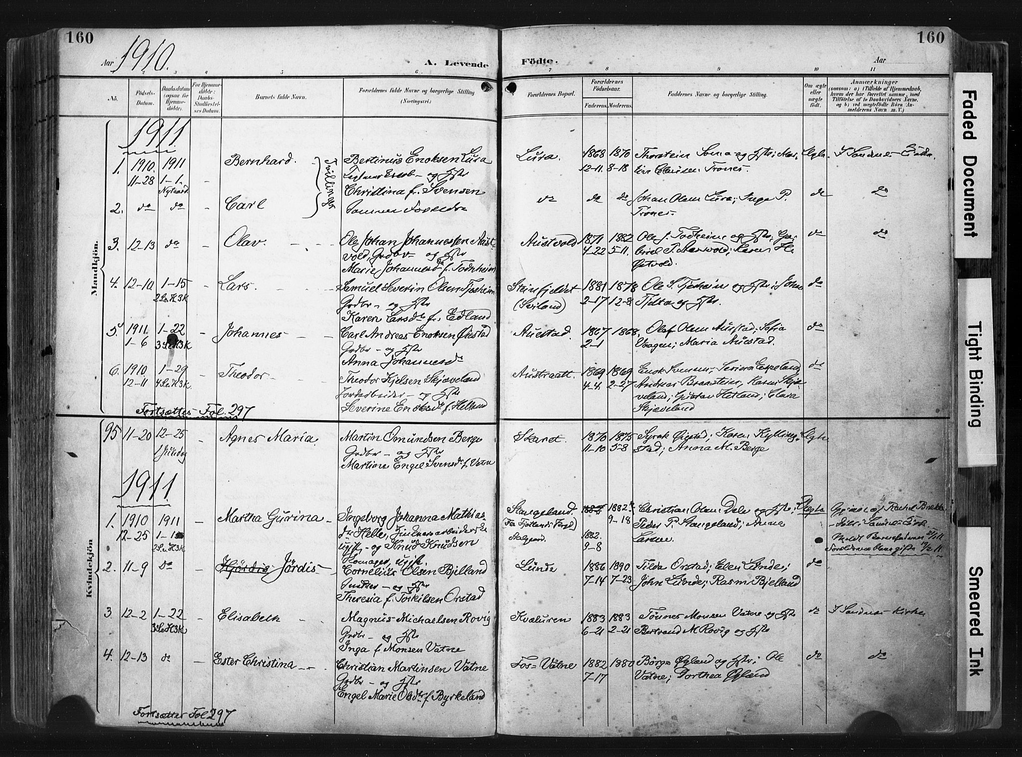 Høyland sokneprestkontor, SAST/A-101799/001/30BA/L0015: Parish register (official) no. A 14, 1899-1911, p. 160