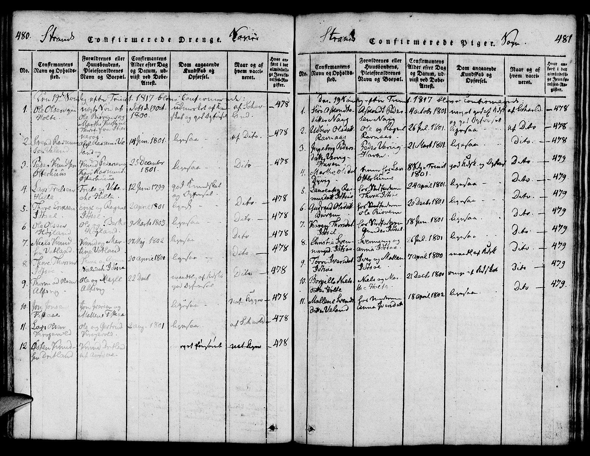 Strand sokneprestkontor, AV/SAST-A-101828/H/Ha/Haa/L0004: Parish register (official) no. A 4 /1, 1816-1833, p. 480-481