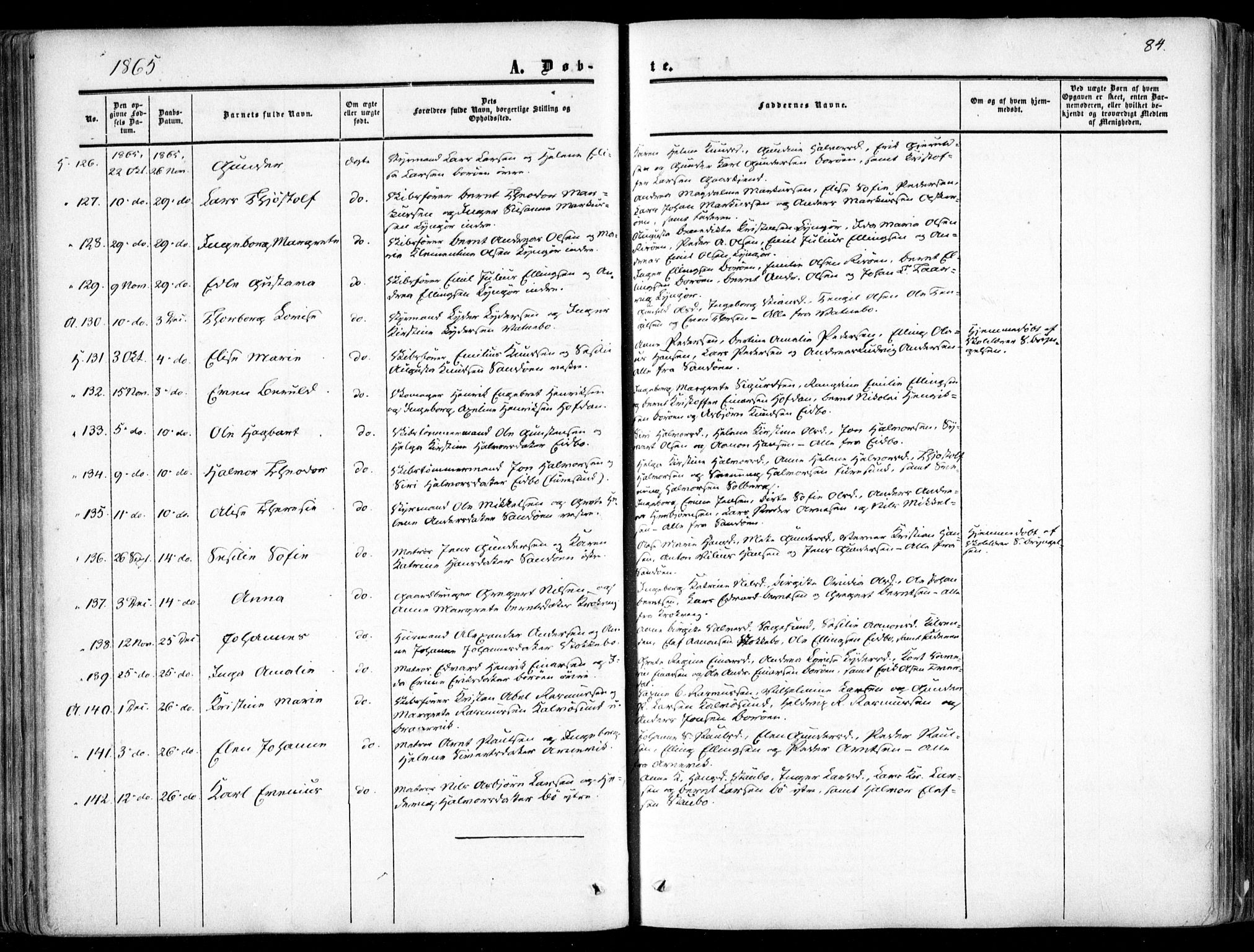 Dypvåg sokneprestkontor, AV/SAK-1111-0007/F/Fa/Faa/L0006: Parish register (official) no. A 6, 1855-1872, p. 84
