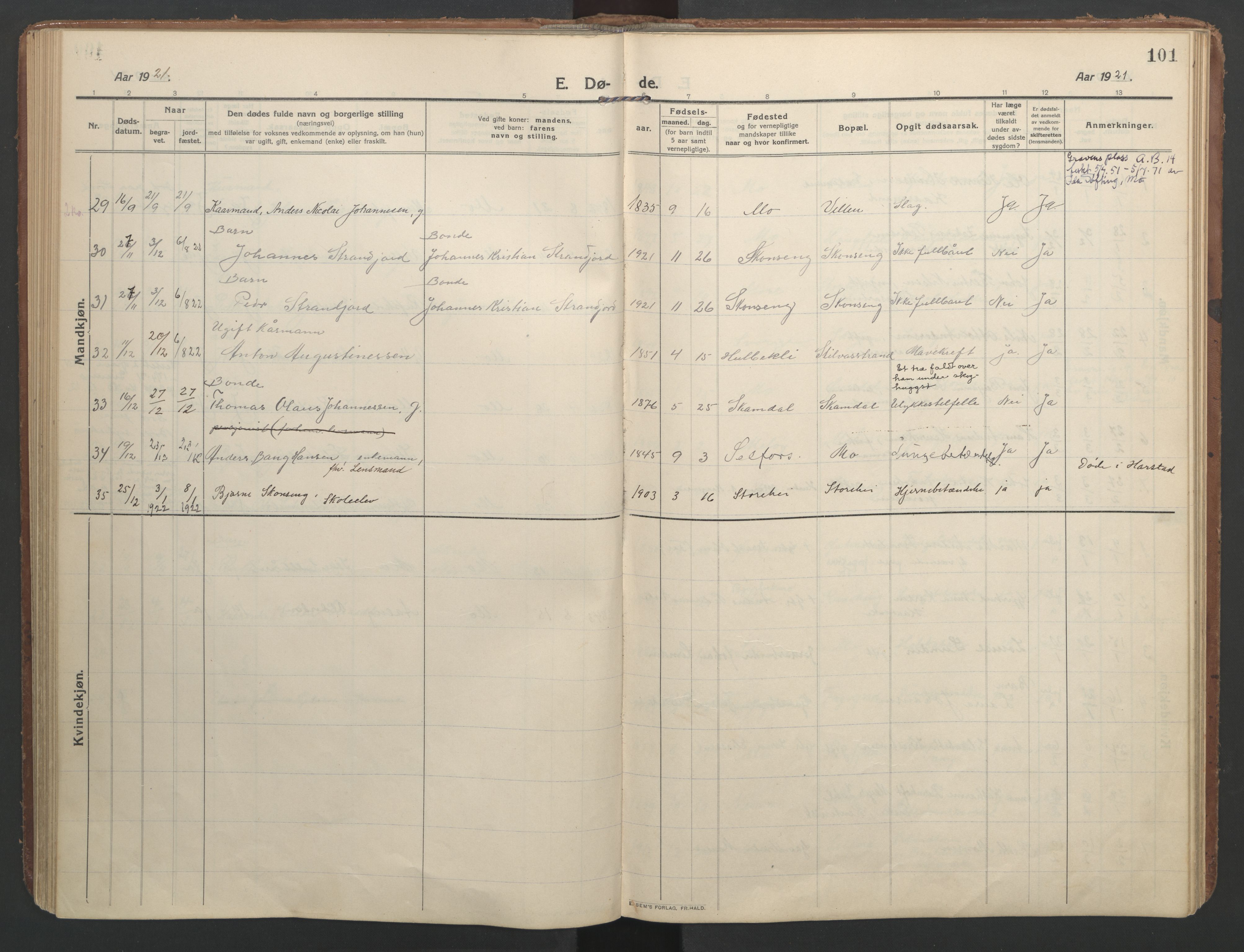 Ministerialprotokoller, klokkerbøker og fødselsregistre - Nordland, SAT/A-1459/827/L0405: Parish register (official) no. 827A17, 1912-1925, p. 101