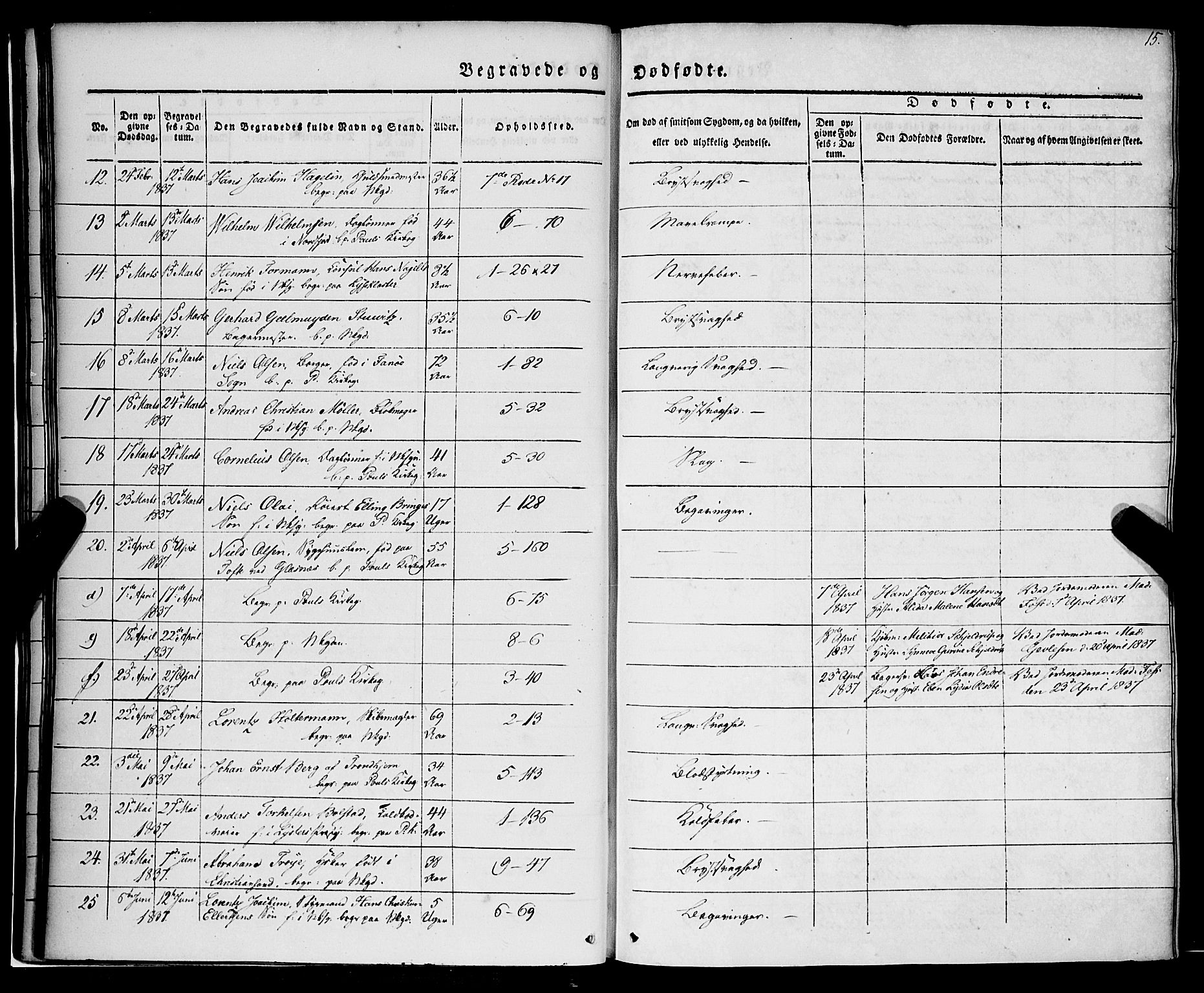 Nykirken Sokneprestembete, SAB/A-77101/H/Haa/L0041: Parish register (official) no. E 1, 1833-1850, p. 15