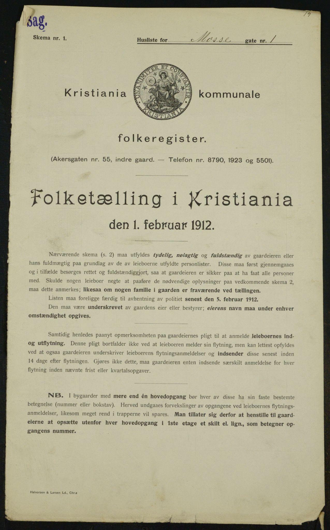 OBA, Municipal Census 1912 for Kristiania, 1912, p. 66160