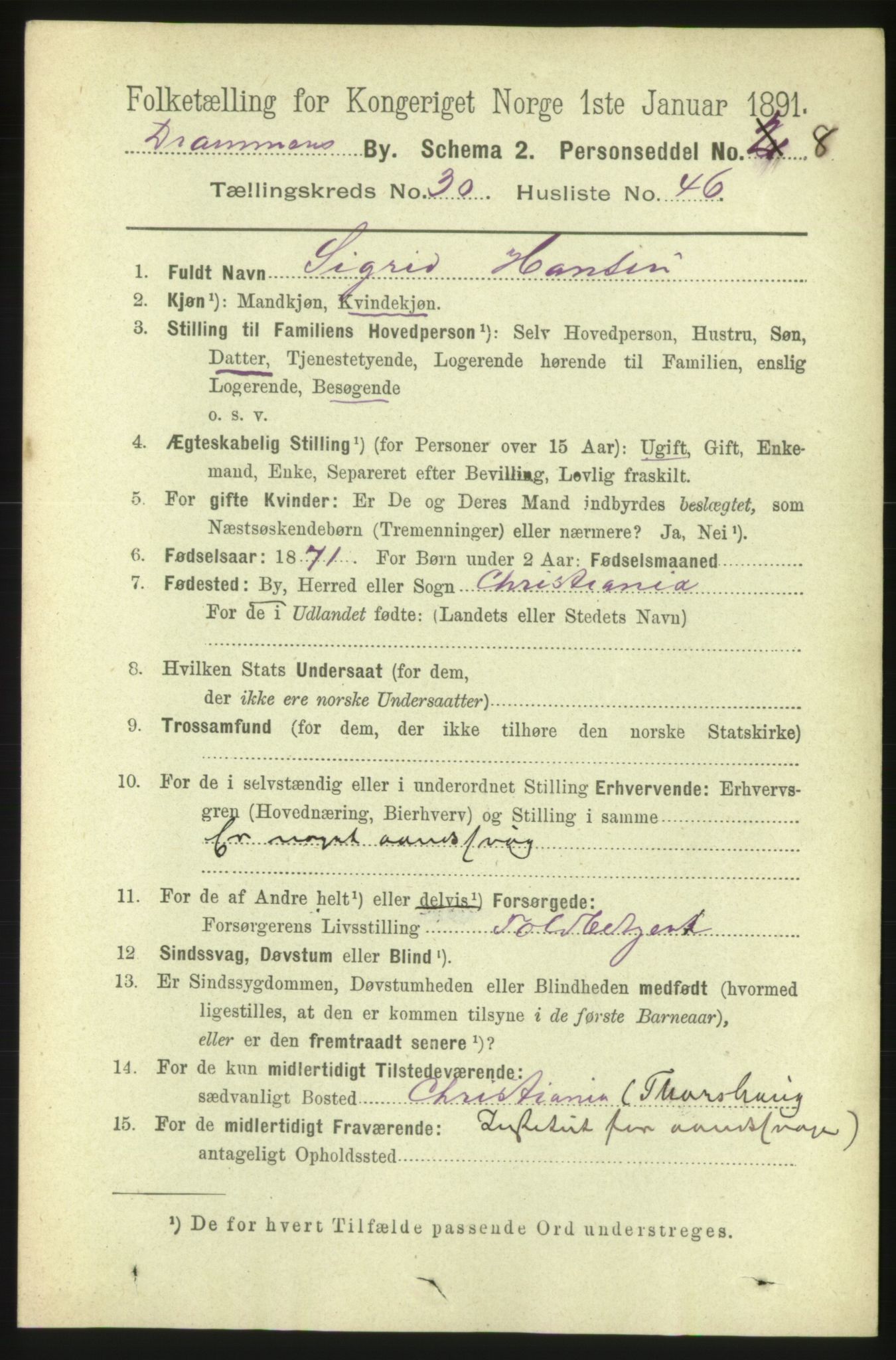 RA, 1891 census for 0602 Drammen, 1891, p. 18701