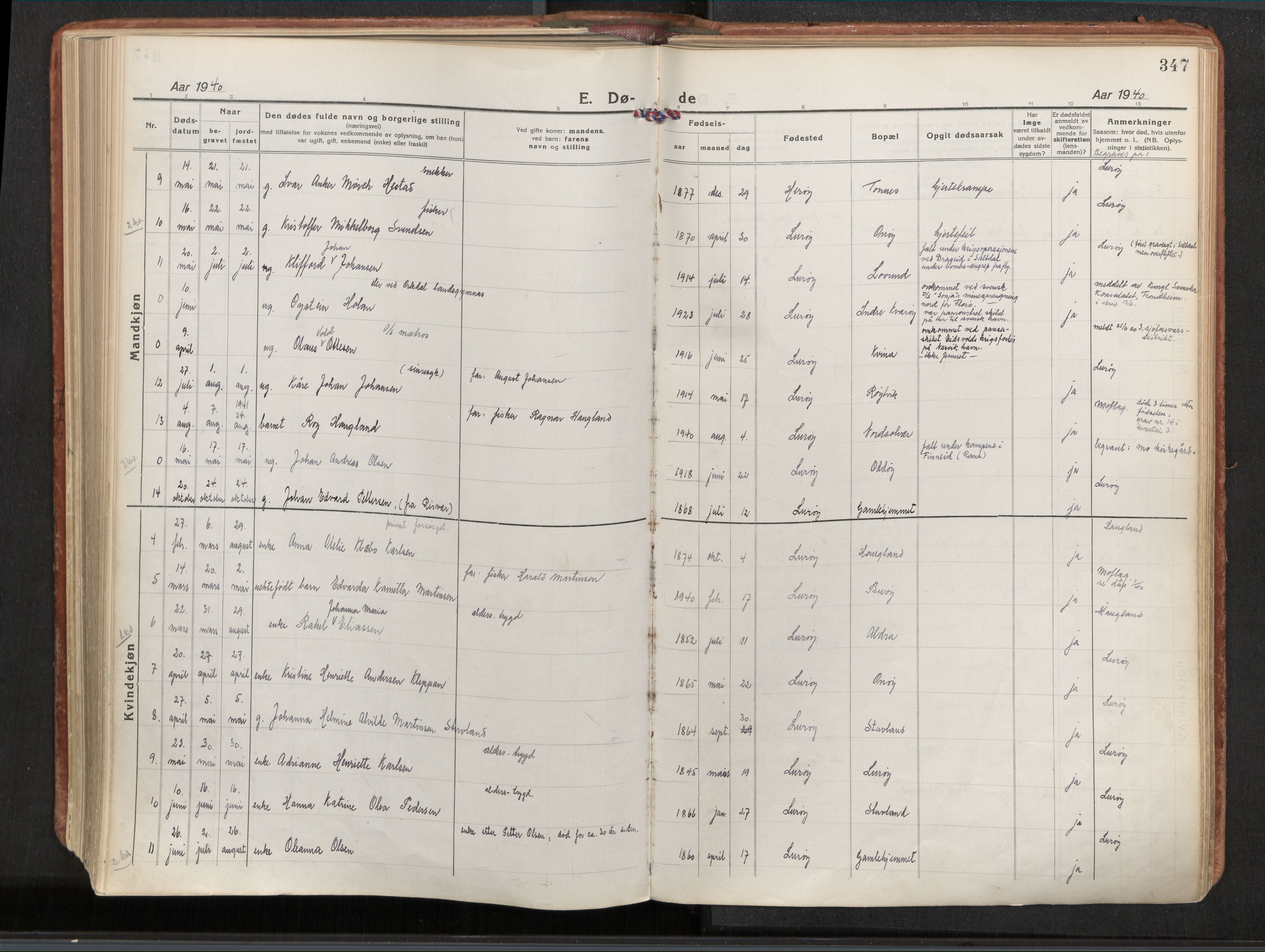 Ministerialprotokoller, klokkerbøker og fødselsregistre - Nordland, AV/SAT-A-1459/839/L0570: Parish register (official) no. 839A07, 1923-1942, p. 347