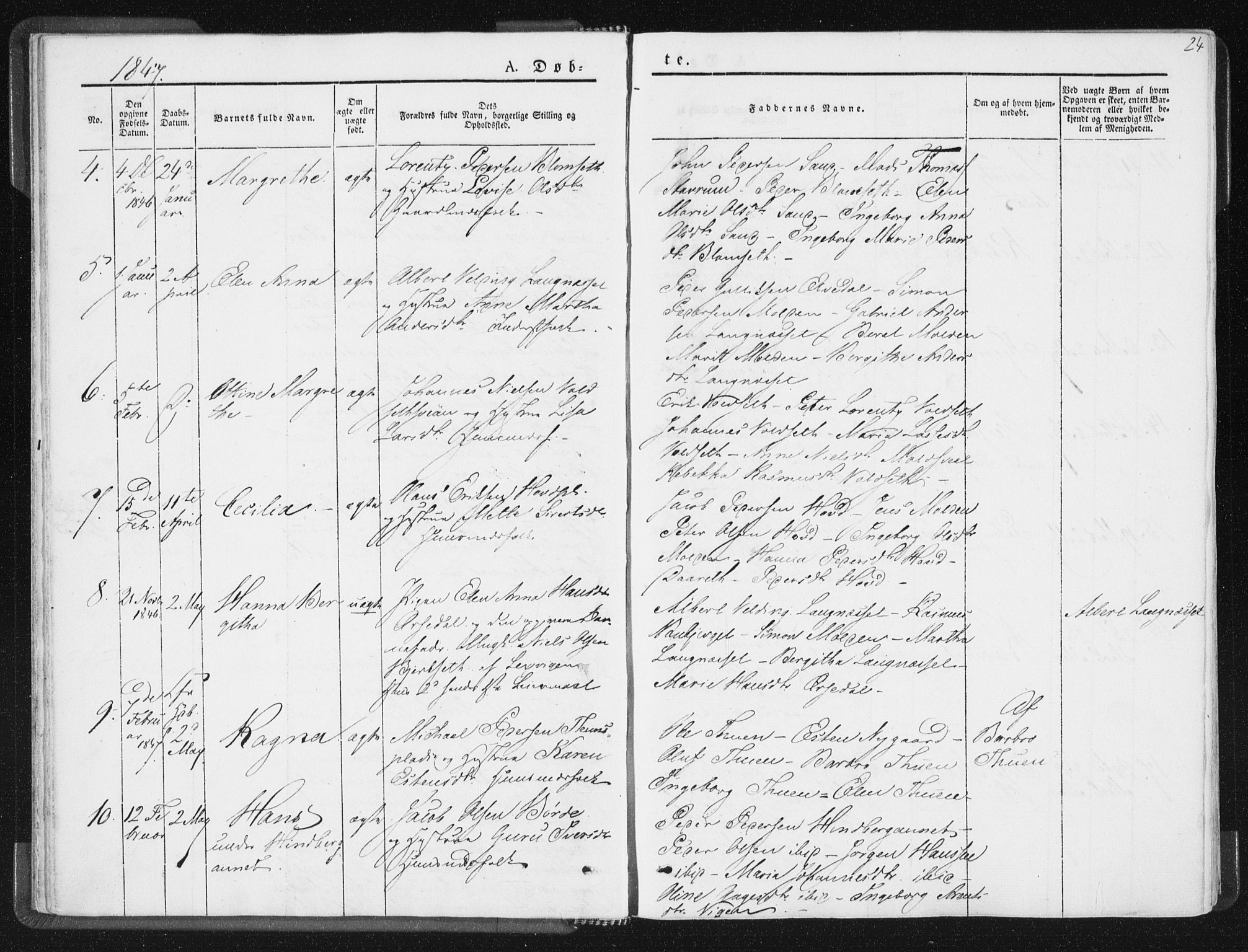 Ministerialprotokoller, klokkerbøker og fødselsregistre - Nord-Trøndelag, SAT/A-1458/744/L0418: Parish register (official) no. 744A02, 1843-1866, p. 24
