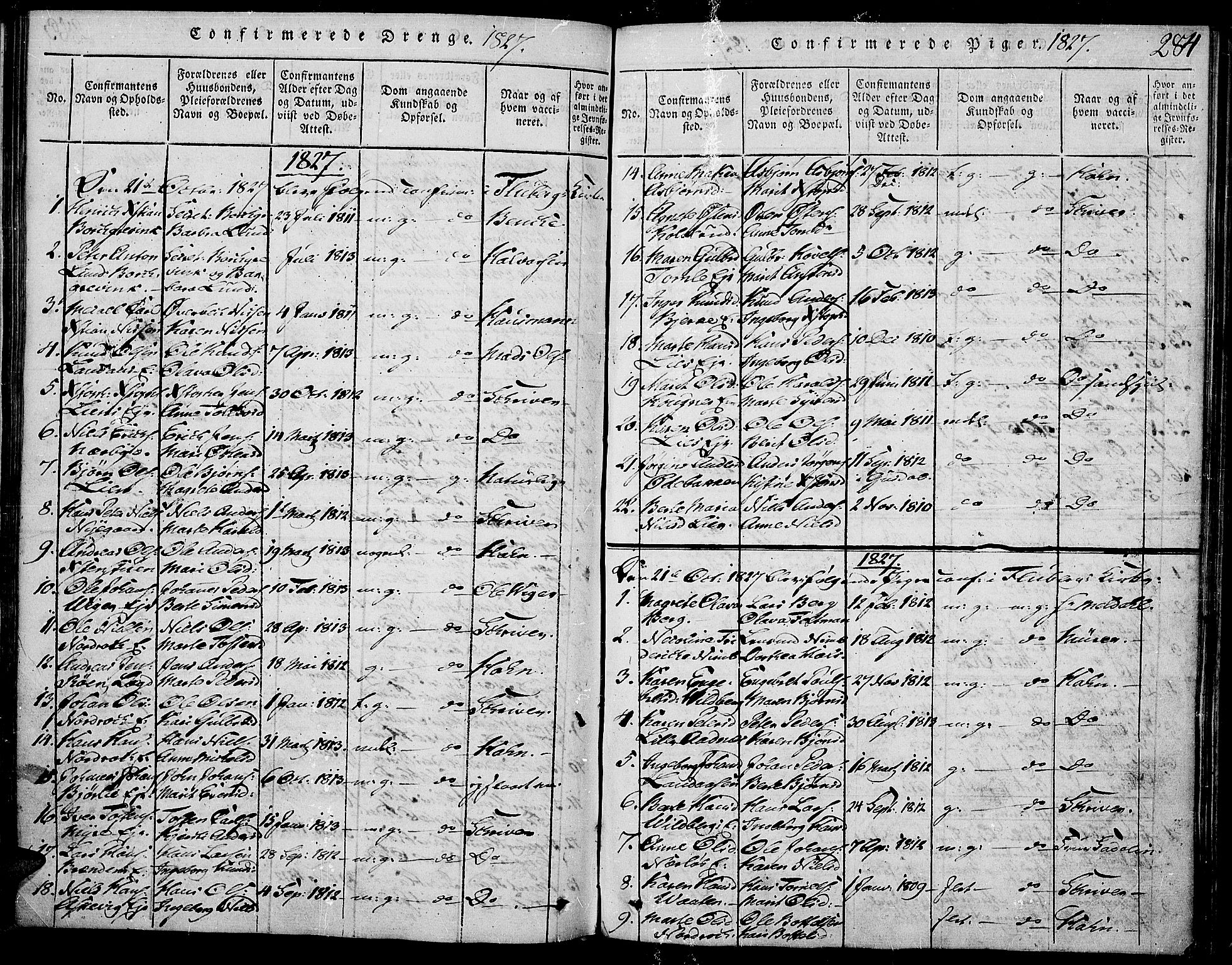 Land prestekontor, SAH/PREST-120/H/Ha/Haa/L0007: Parish register (official) no. 7, 1814-1830, p. 284