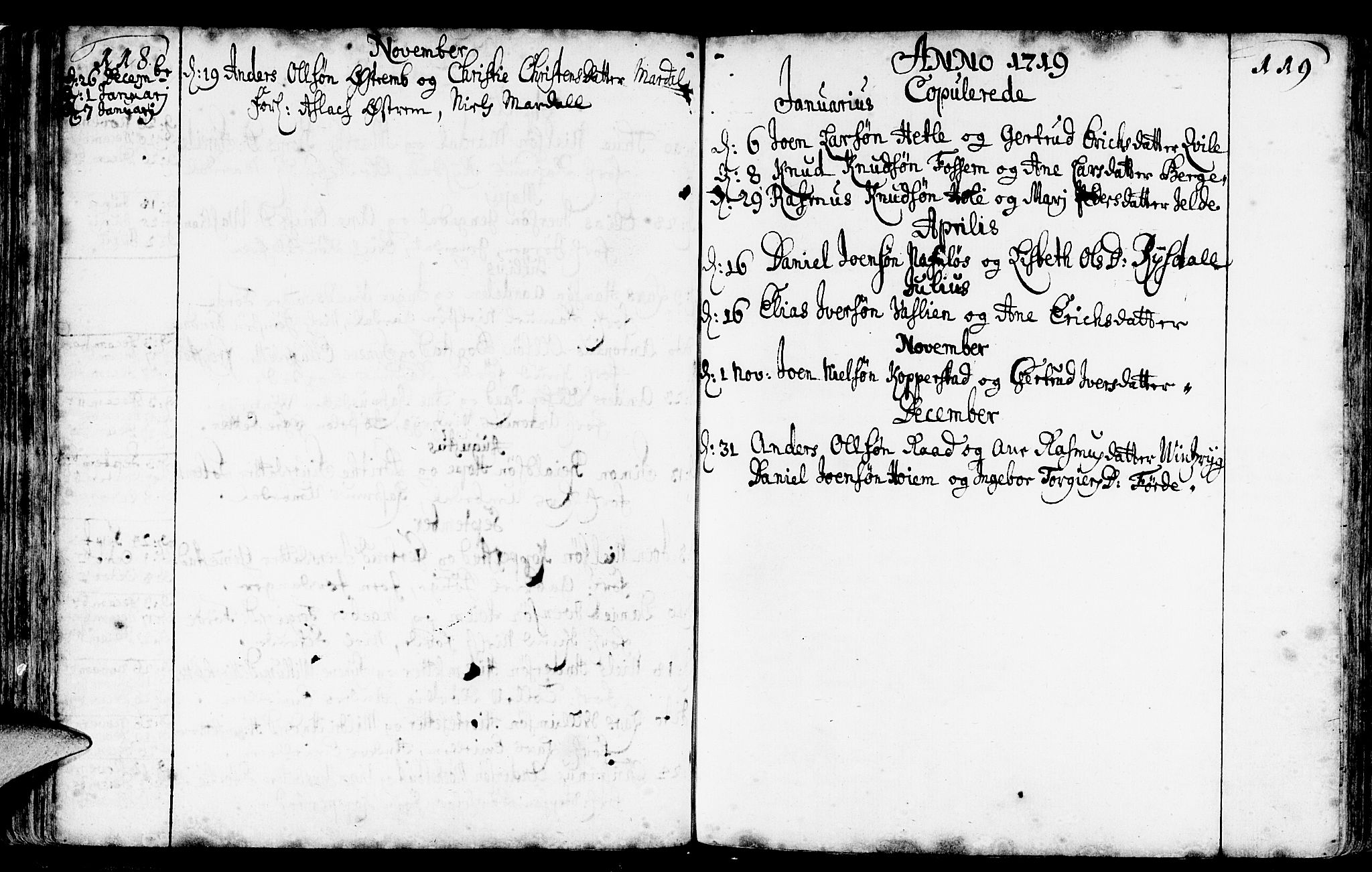 Gloppen sokneprestembete, AV/SAB-A-80101/H/Haa/Haaa/L0002: Parish register (official) no. A 2, 1712-1735, p. 118-119