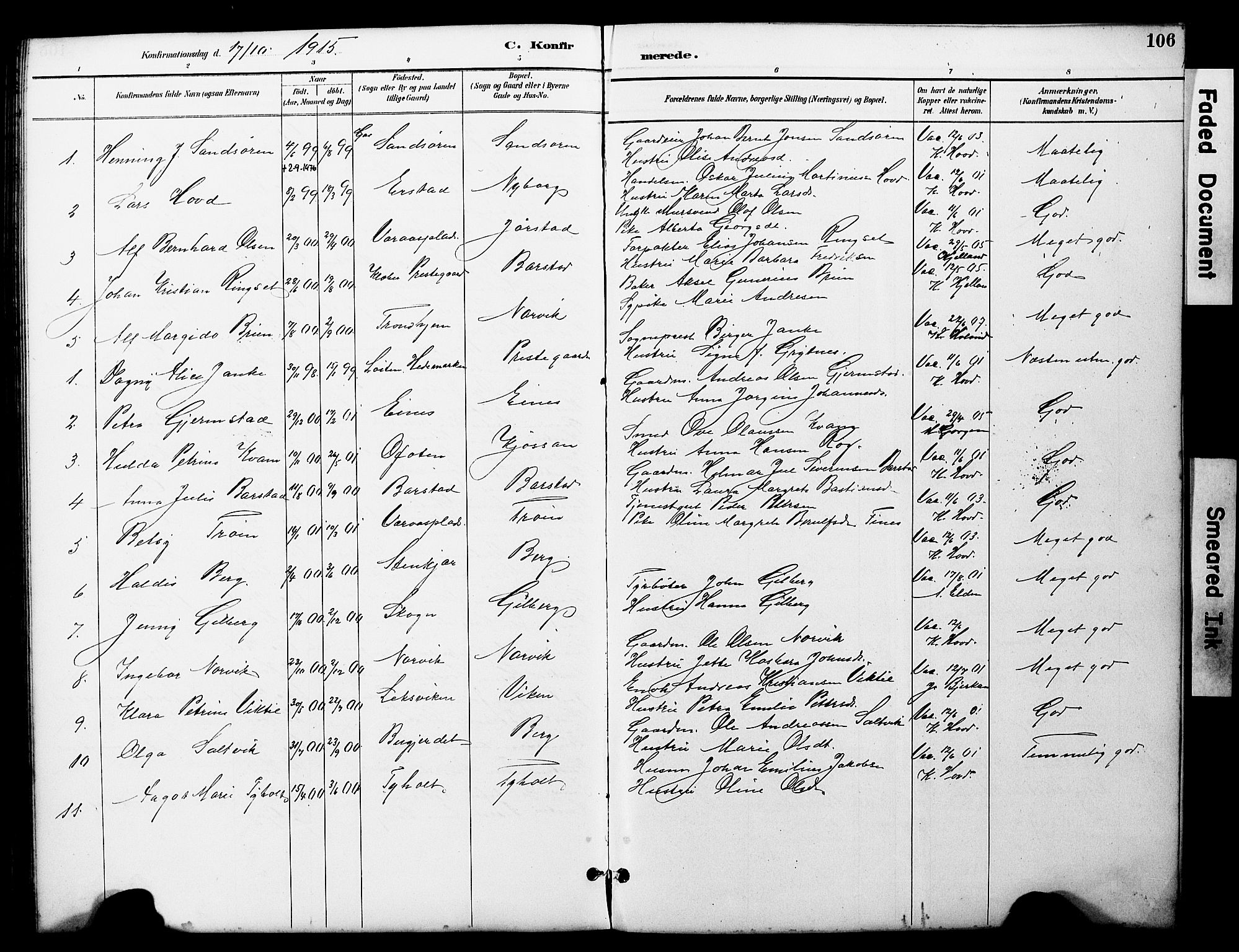 Ministerialprotokoller, klokkerbøker og fødselsregistre - Nord-Trøndelag, SAT/A-1458/722/L0226: Parish register (copy) no. 722C02, 1889-1927, p. 106