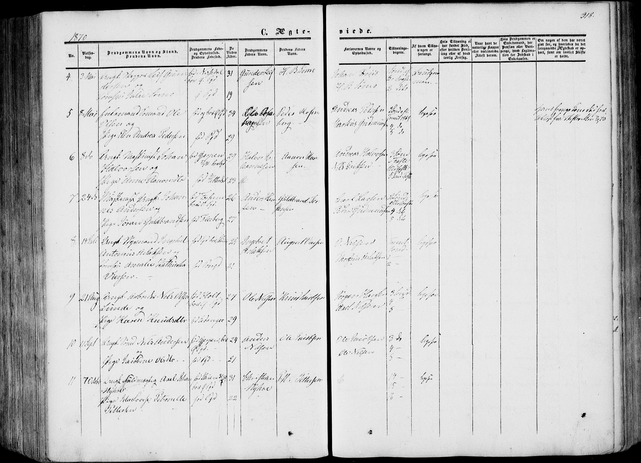 Porsgrunn kirkebøker , SAKO/A-104/F/Fa/L0007: Parish register (official) no. 7, 1858-1877, p. 318