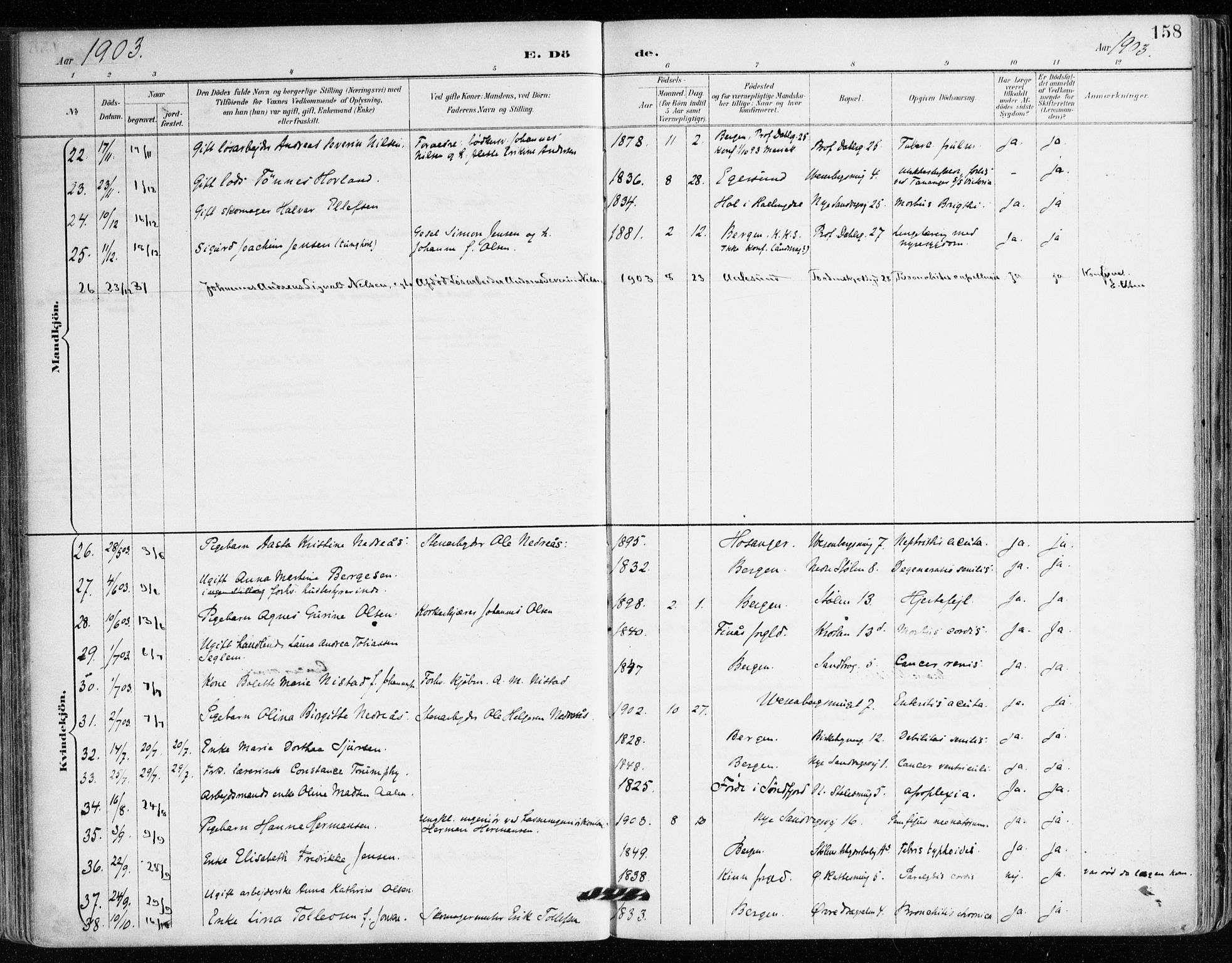 Mariakirken Sokneprestembete, SAB/A-76901/H/Haa/L0008: Parish register (official) no. A 8, 1893-1942, p. 158