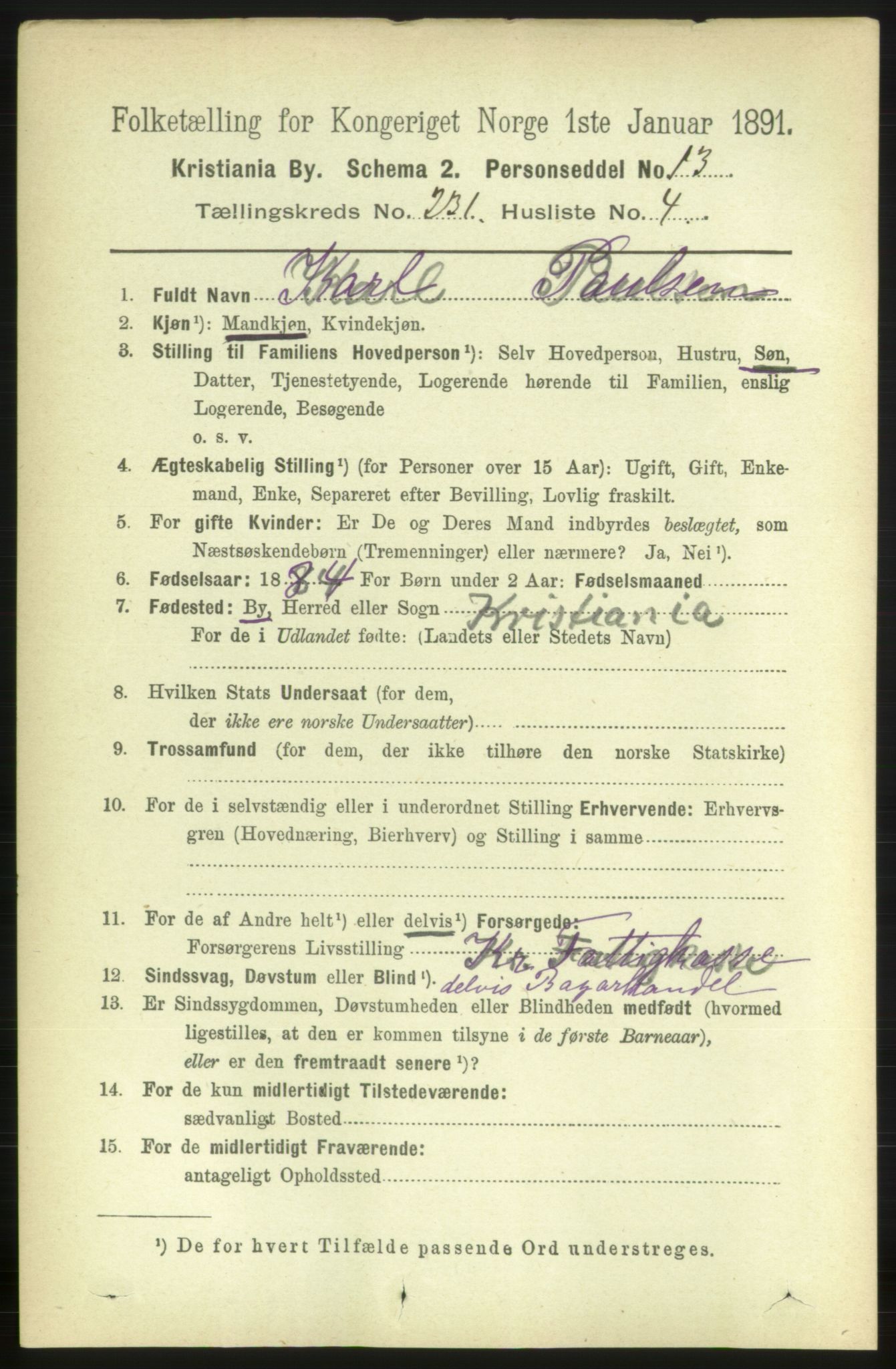 RA, 1891 census for 0301 Kristiania, 1891, p. 142643