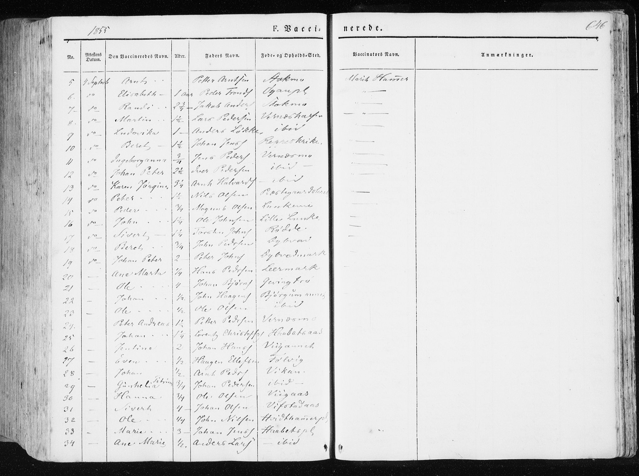 Ministerialprotokoller, klokkerbøker og fødselsregistre - Nord-Trøndelag, AV/SAT-A-1458/709/L0074: Parish register (official) no. 709A14, 1845-1858, p. 646