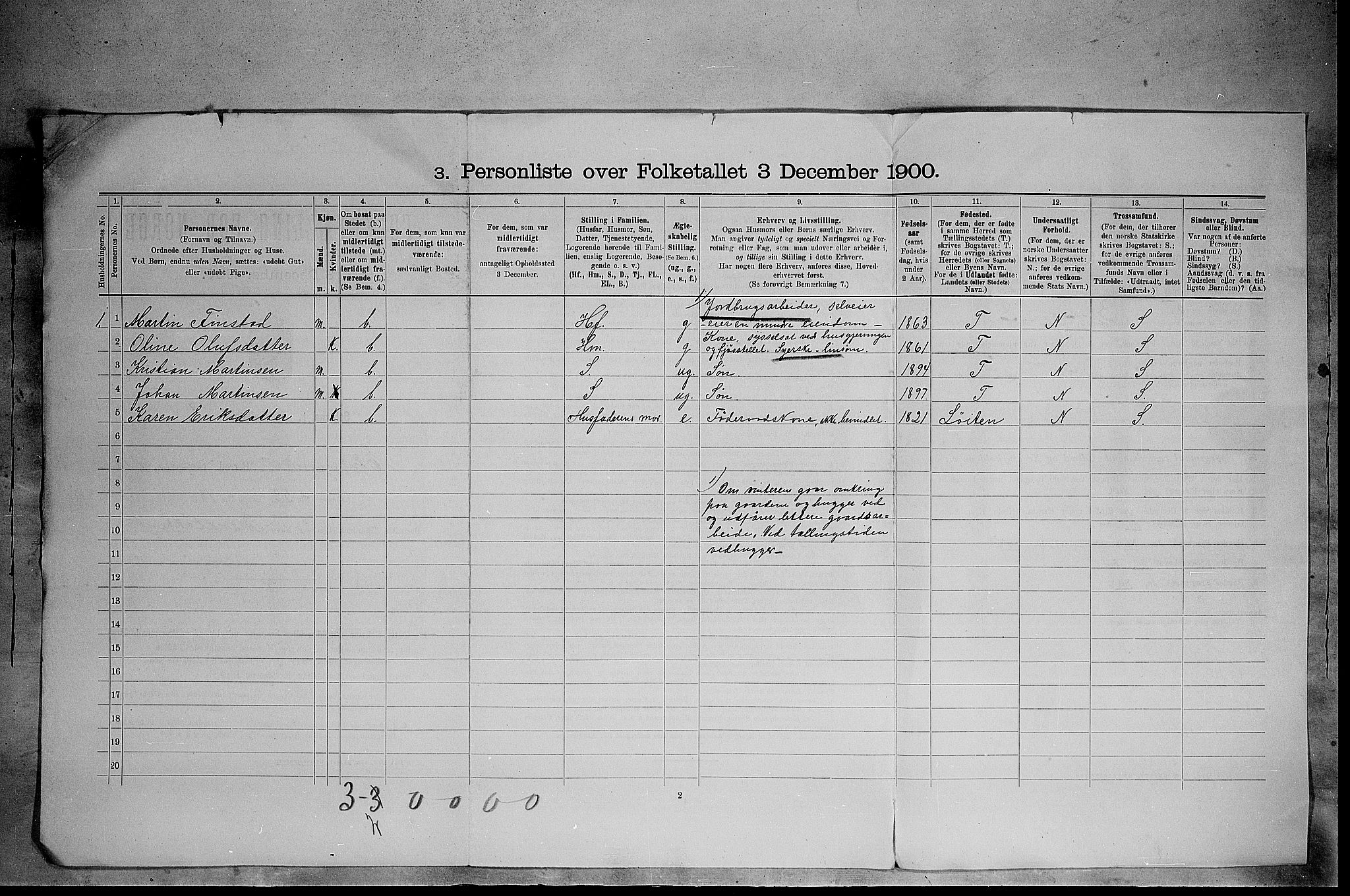 SAH, 1900 census for Elverum, 1900, p. 1202