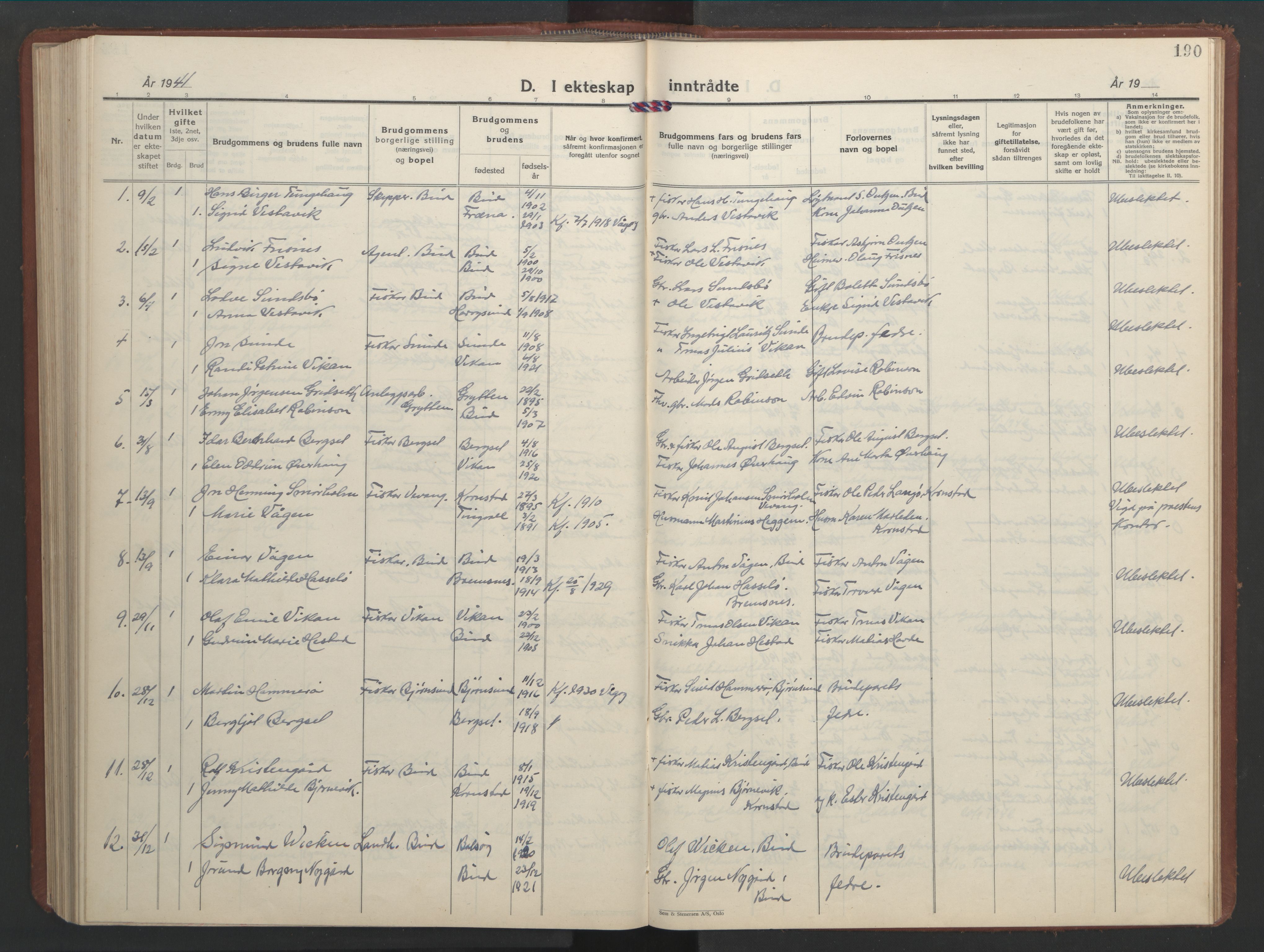 Ministerialprotokoller, klokkerbøker og fødselsregistre - Møre og Romsdal, AV/SAT-A-1454/566/L0775: Parish register (copy) no. 566C04, 1930-1946, p. 190