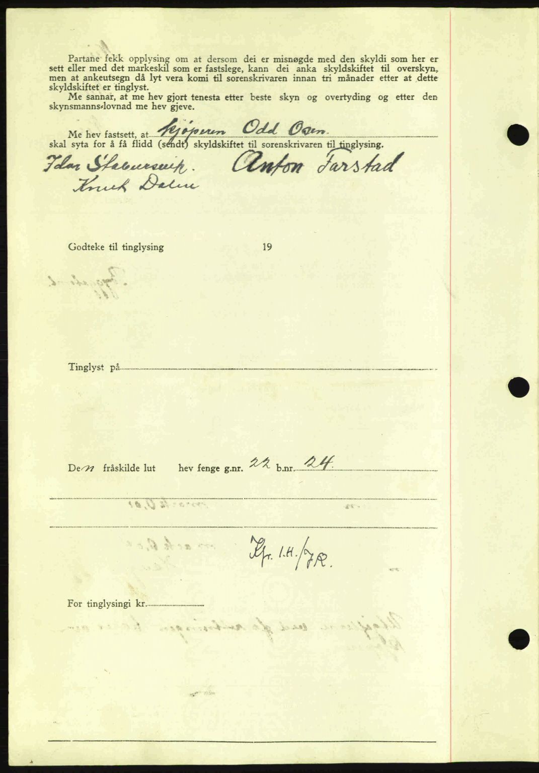 Nordmøre sorenskriveri, AV/SAT-A-4132/1/2/2Ca: Mortgage book no. A94, 1942-1943, Diary no: : 465/1943