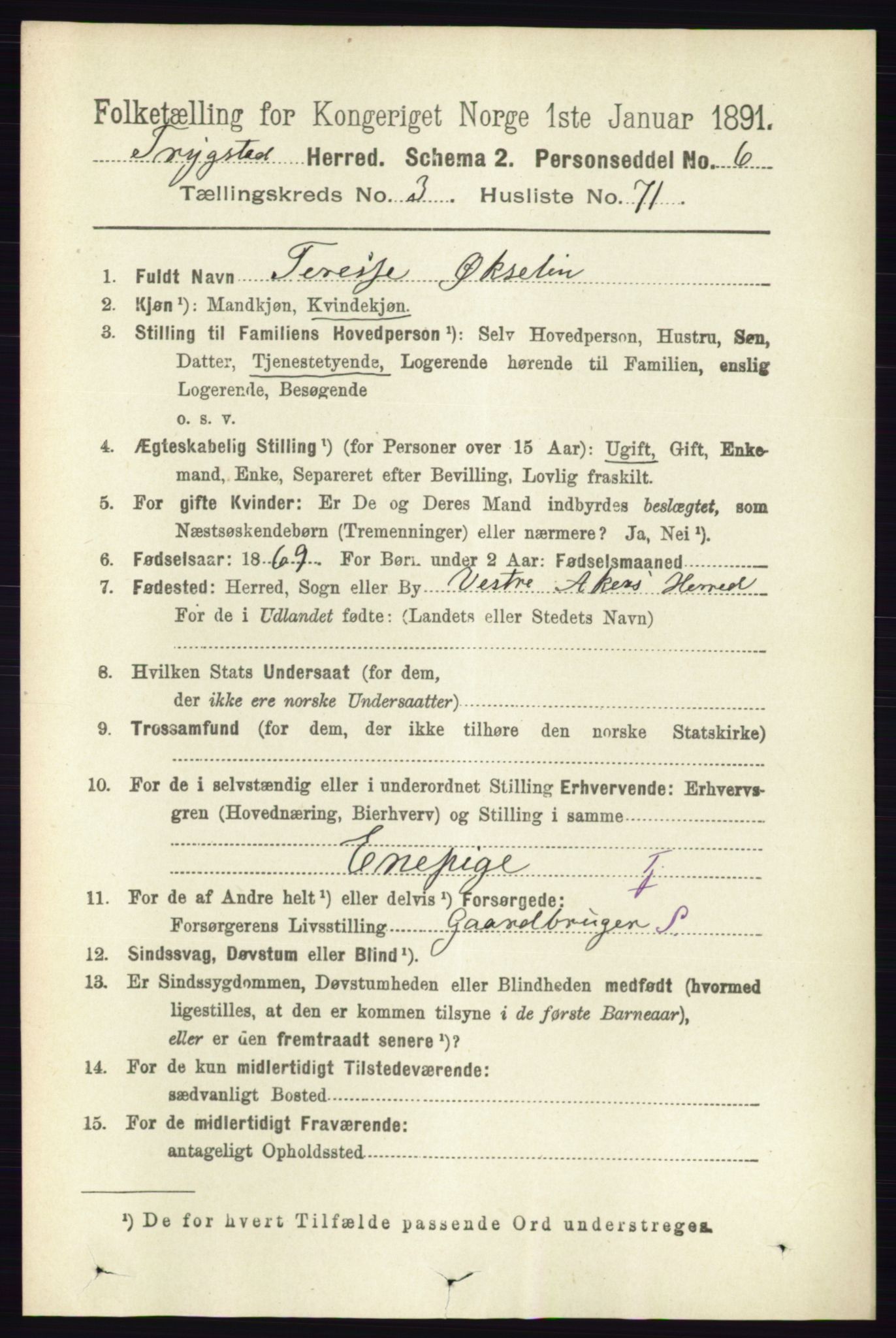 RA, 1891 Census for 0122 Trøgstad, 1891, p. 1502