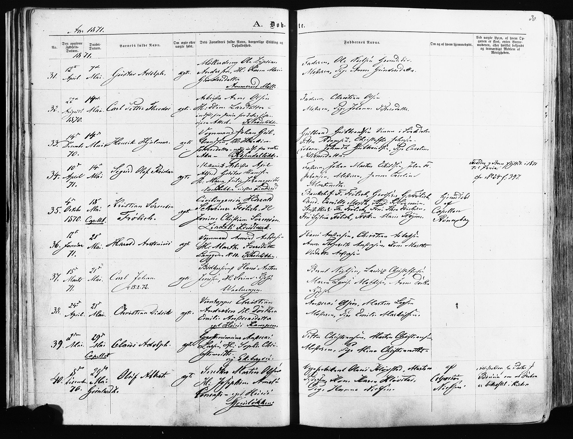 Østre Aker prestekontor Kirkebøker, AV/SAO-A-10840/F/Fa/L0003: Parish register (official) no. I 3, 1869-1875, p. 30