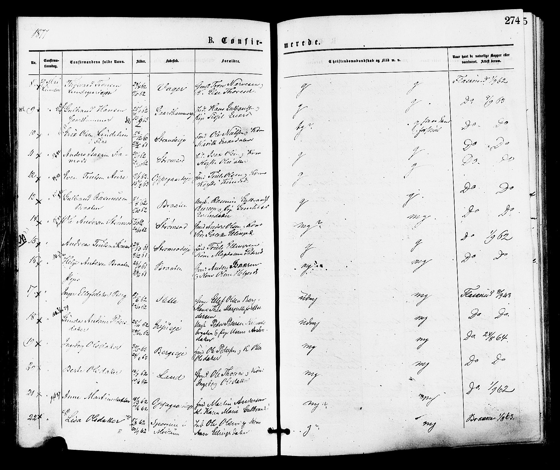 Norderhov kirkebøker, AV/SAKO-A-237/F/Fa/L0015: Parish register (official) no. 15, 1875-1884, p. 274