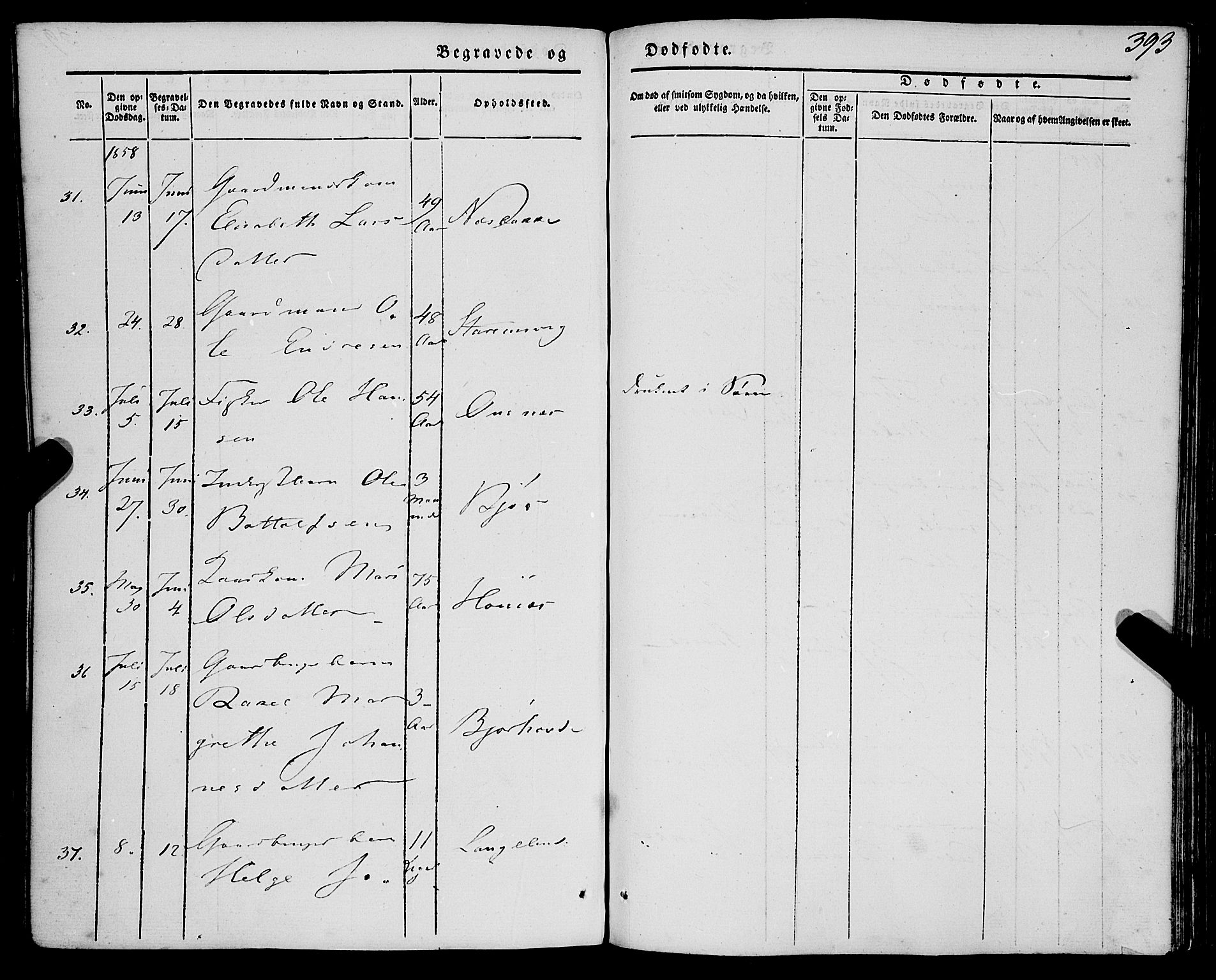 Eid sokneprestembete, AV/SAB-A-82301/H/Haa/Haaa/L0007: Parish register (official) no. A 7, 1844-1858, p. 393