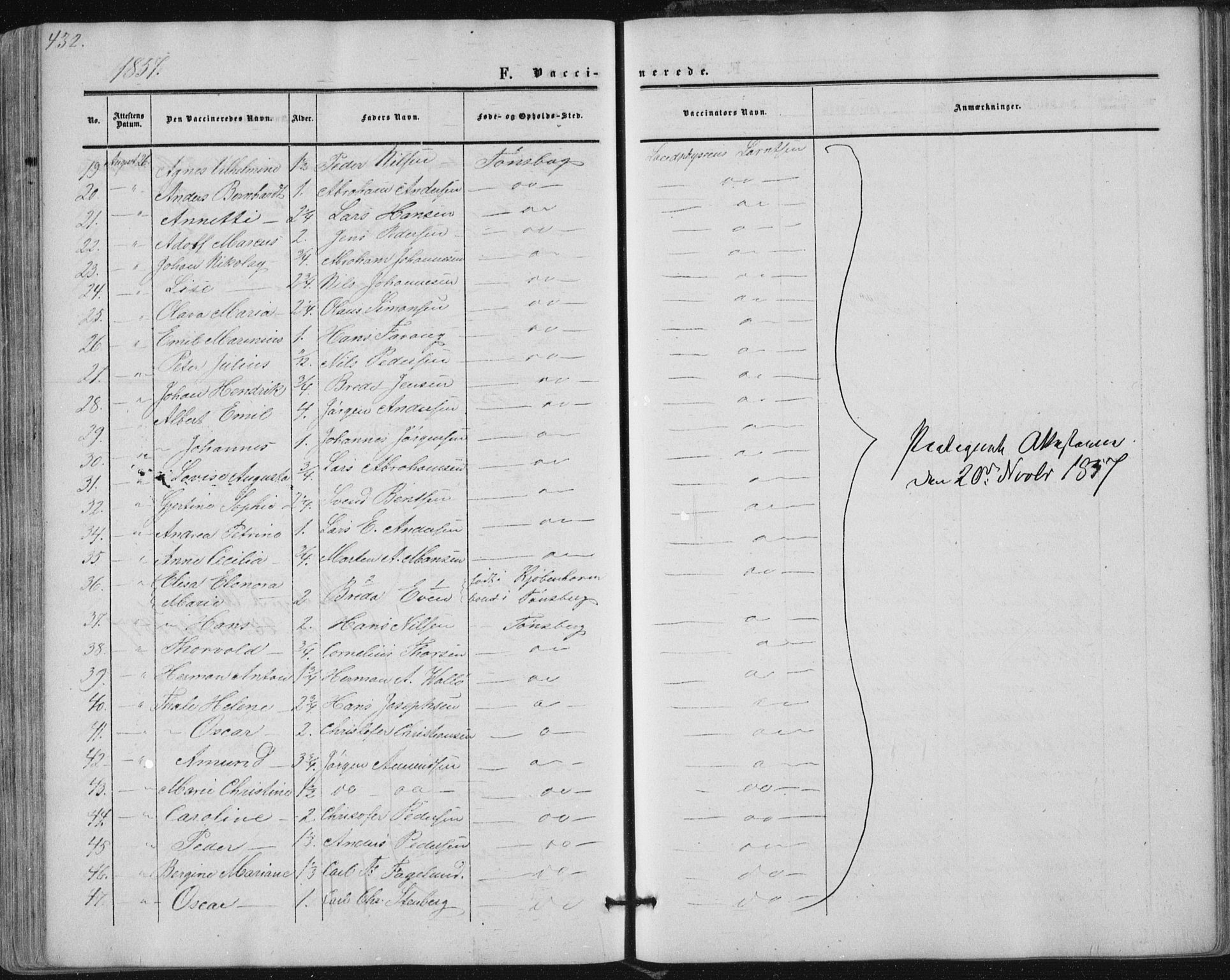 Tønsberg kirkebøker, AV/SAKO-A-330/F/Fa/L0008: Parish register (official) no. I 8, 1855-1864, p. 432