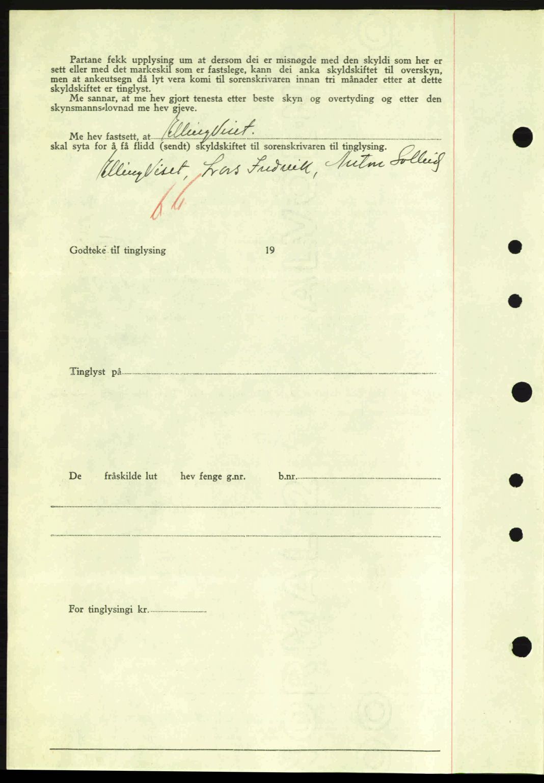 Nordre Sunnmøre sorenskriveri, AV/SAT-A-0006/1/2/2C/2Ca: Mortgage book no. A10, 1940-1941, Diary no: : 445/1941