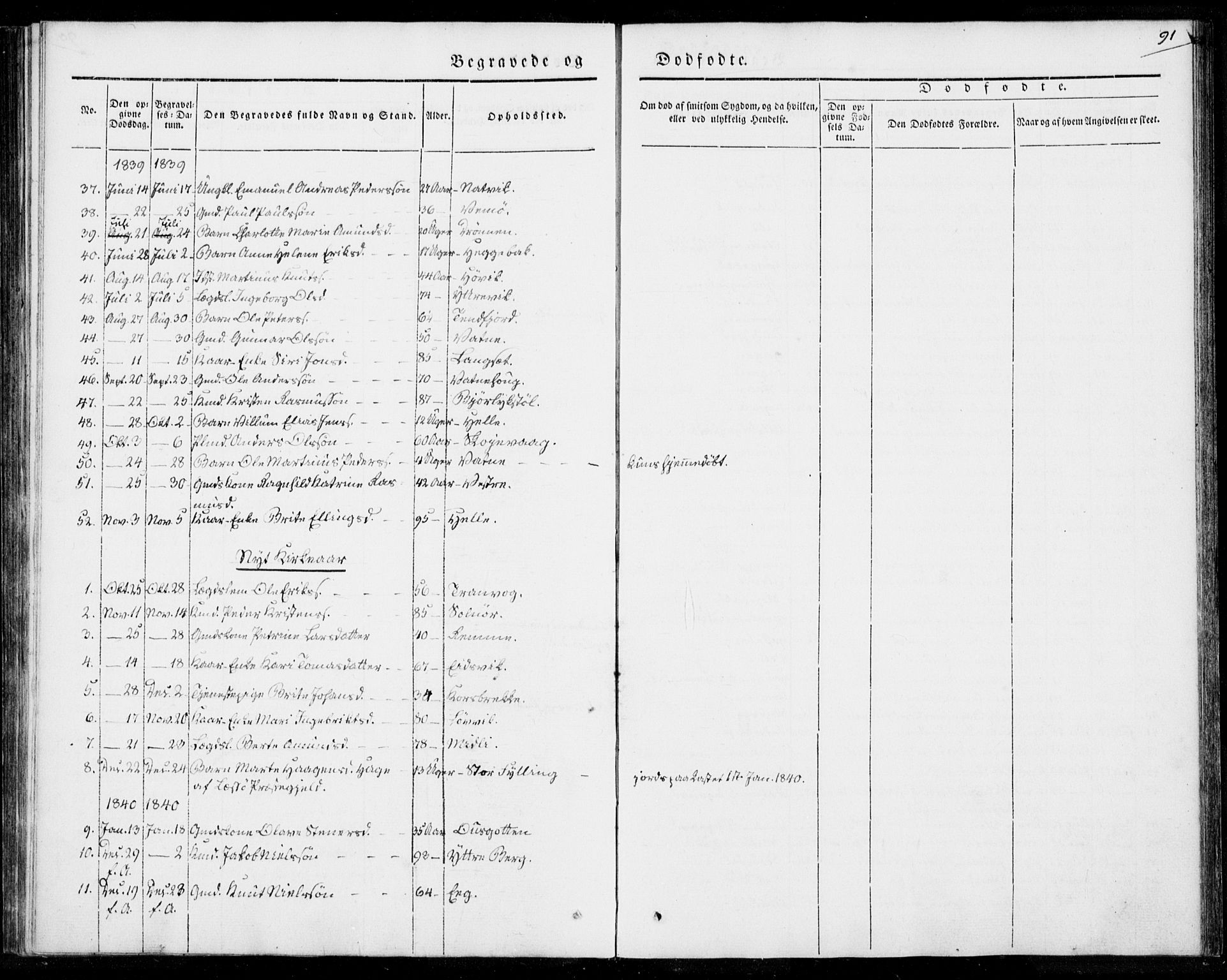 Ministerialprotokoller, klokkerbøker og fødselsregistre - Møre og Romsdal, AV/SAT-A-1454/524/L0352: Parish register (official) no. 524A04, 1838-1847, p. 91