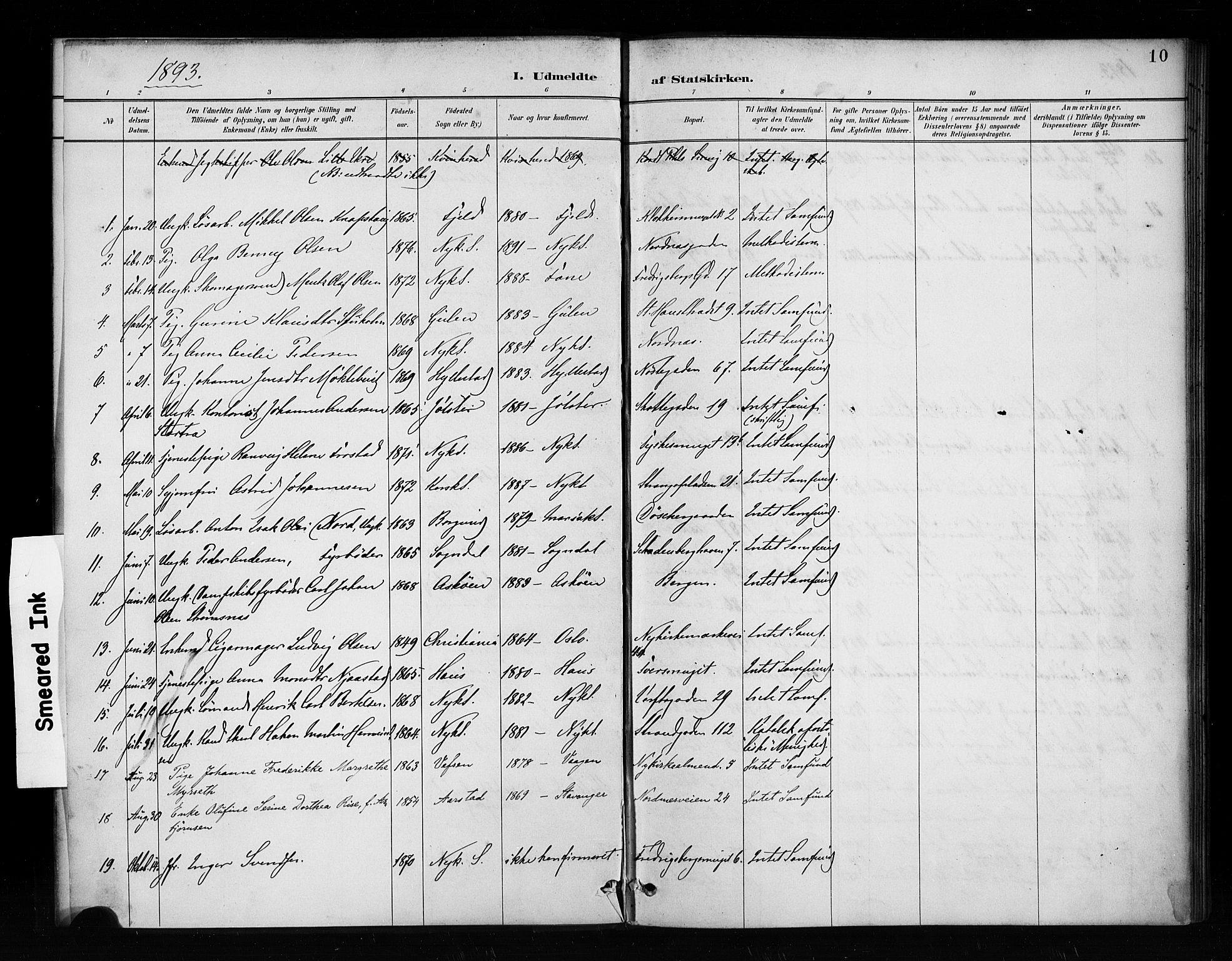 Nykirken Sokneprestembete, SAB/A-77101/H/Haa/L0053: Parish register (official) no. H 2, 1887-1897, p. 10