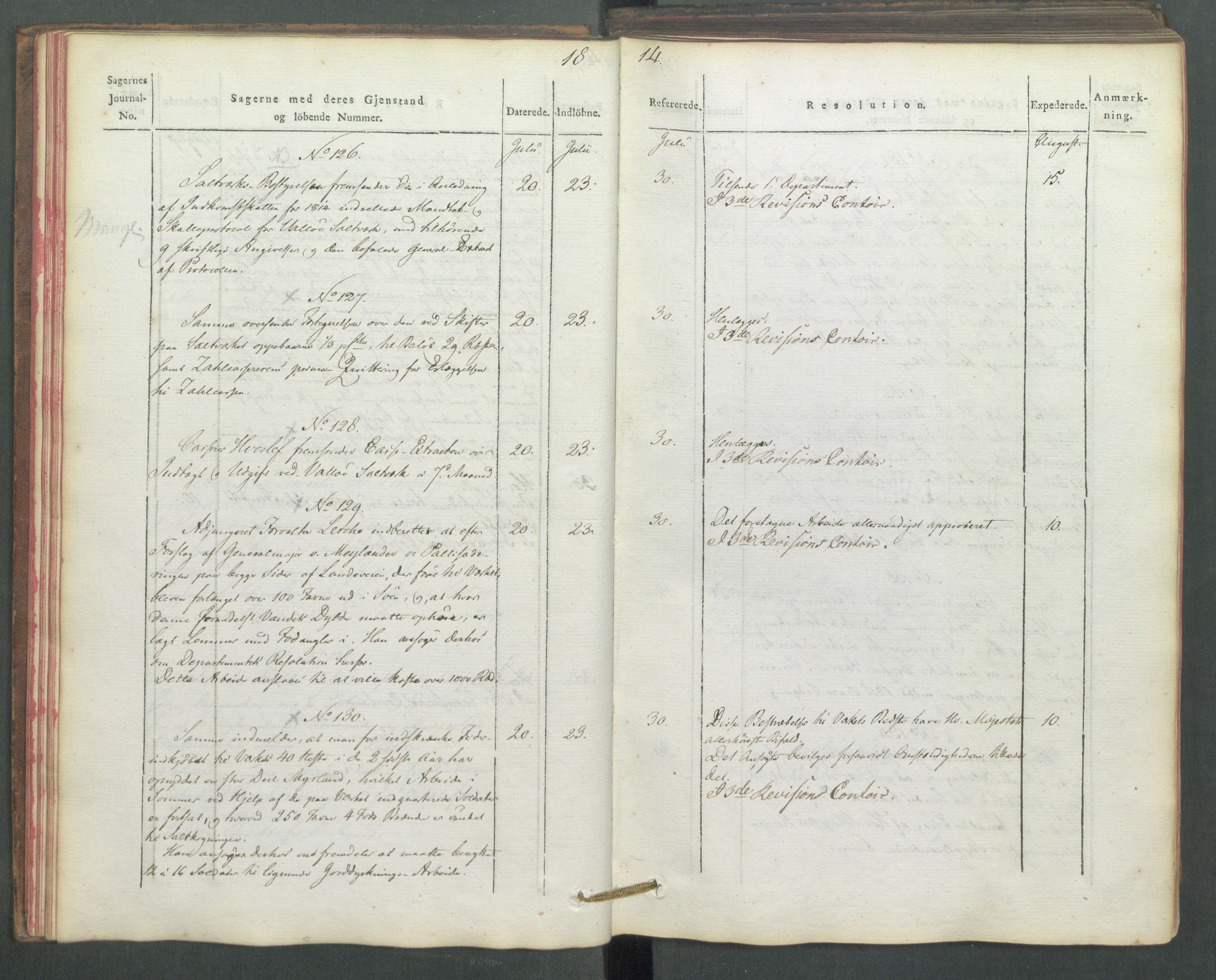 Departementene i 1814, AV/RA-S-3899/Fe/L0054: Journal, 1814