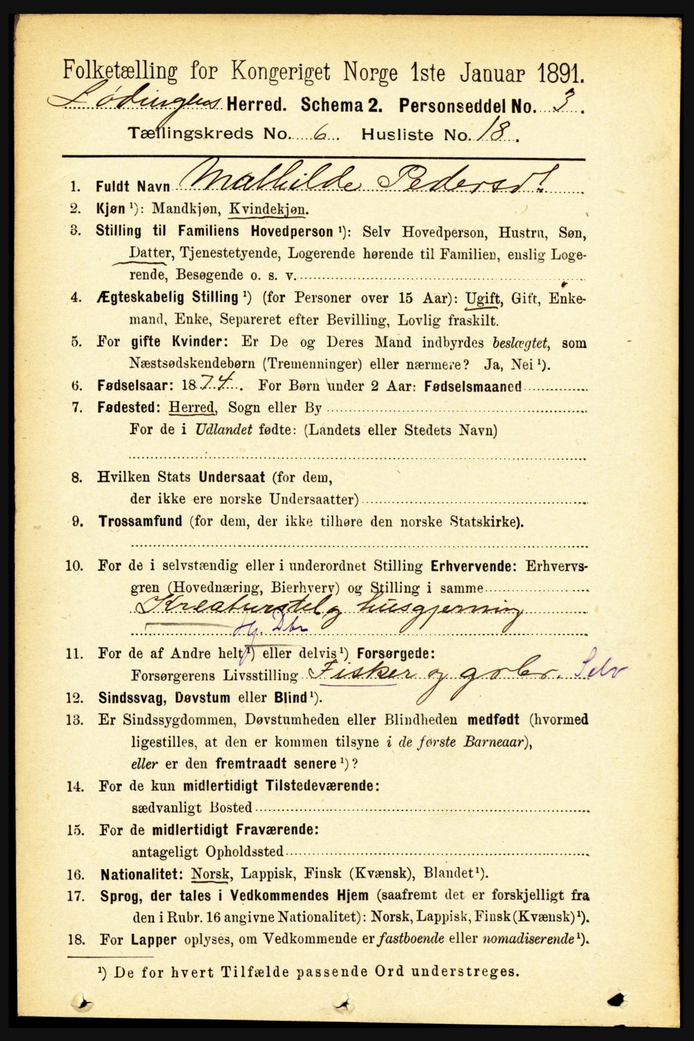 RA, 1891 census for 1851 Lødingen, 1891, p. 2878