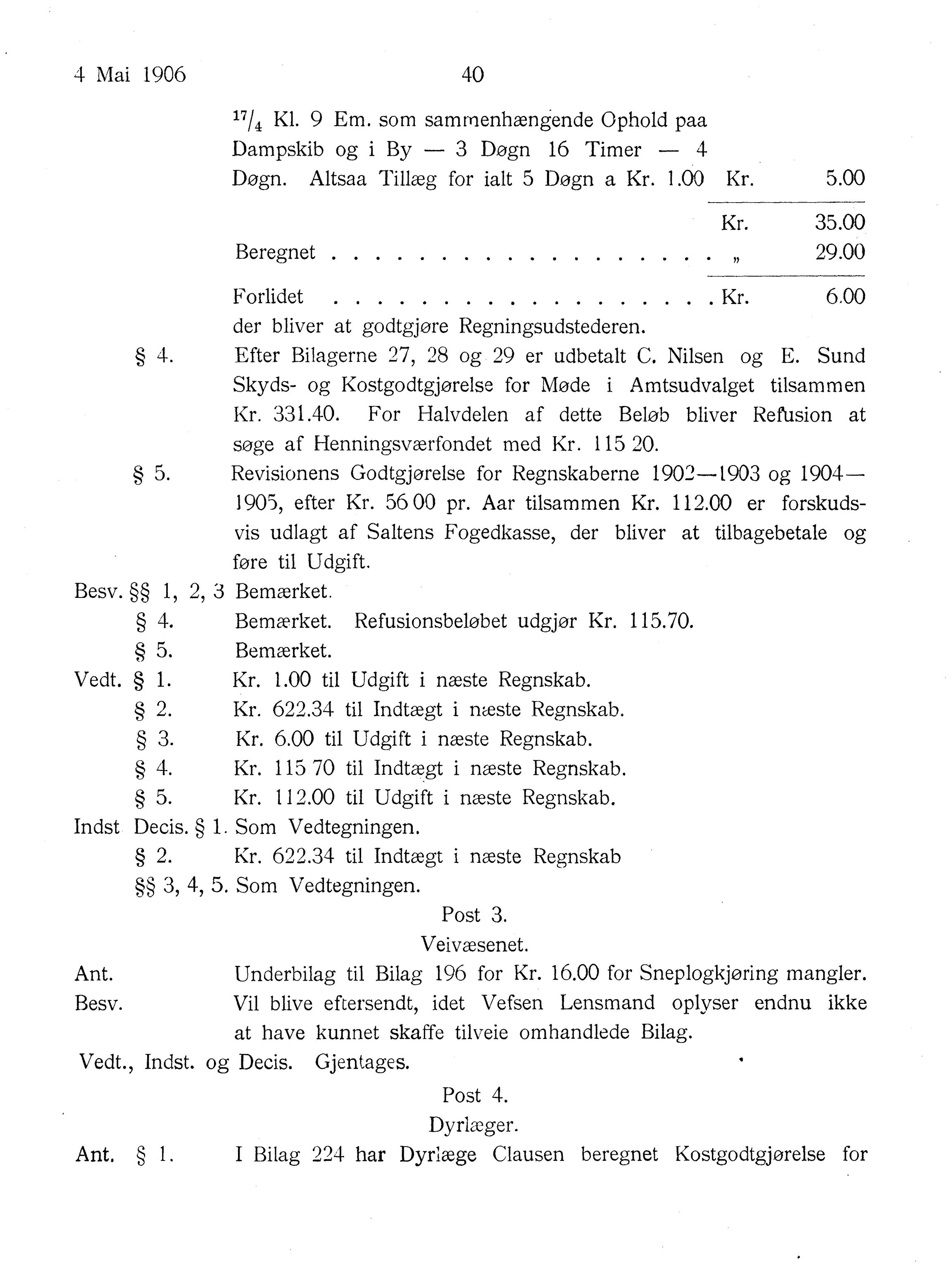 Nordland Fylkeskommune. Fylkestinget, AIN/NFK-17/176/A/Ac/L0029: Fylkestingsforhandlinger 1906, 1906