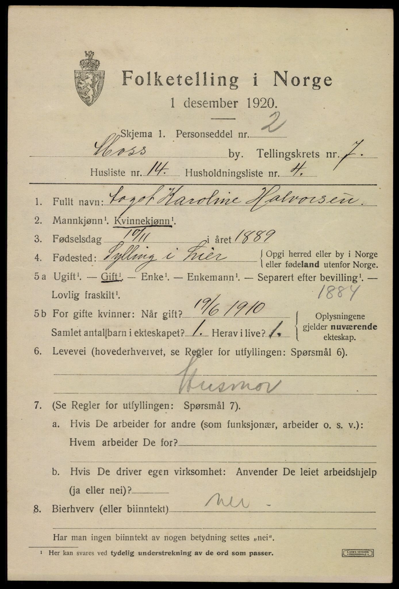 SAO, 1920 census for Moss, 1920, p. 19809