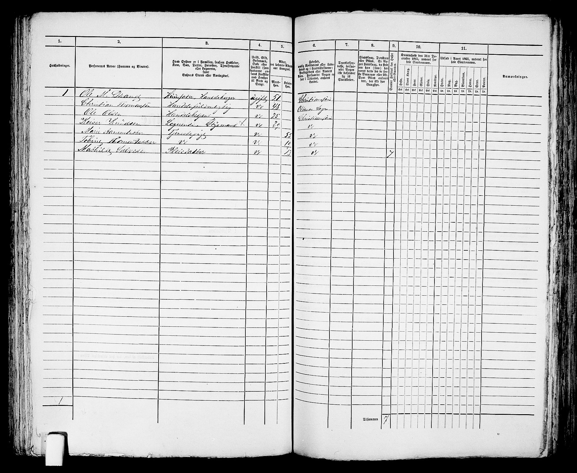 RA, 1865 census for Kristiansand, 1865, p. 788