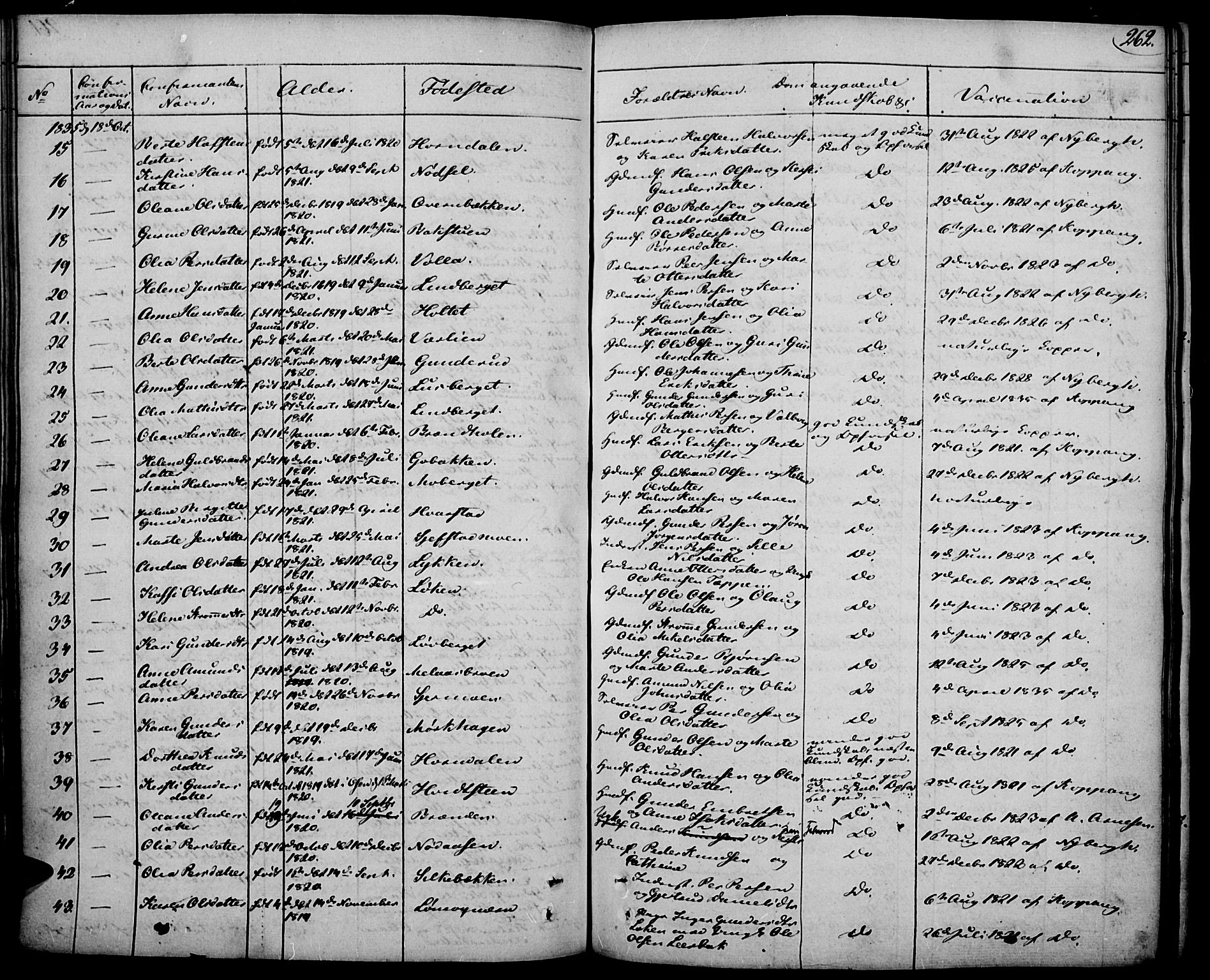 Elverum prestekontor, AV/SAH-PREST-044/H/Ha/Haa/L0008: Parish register (official) no. 8, 1830-1842, p. 262