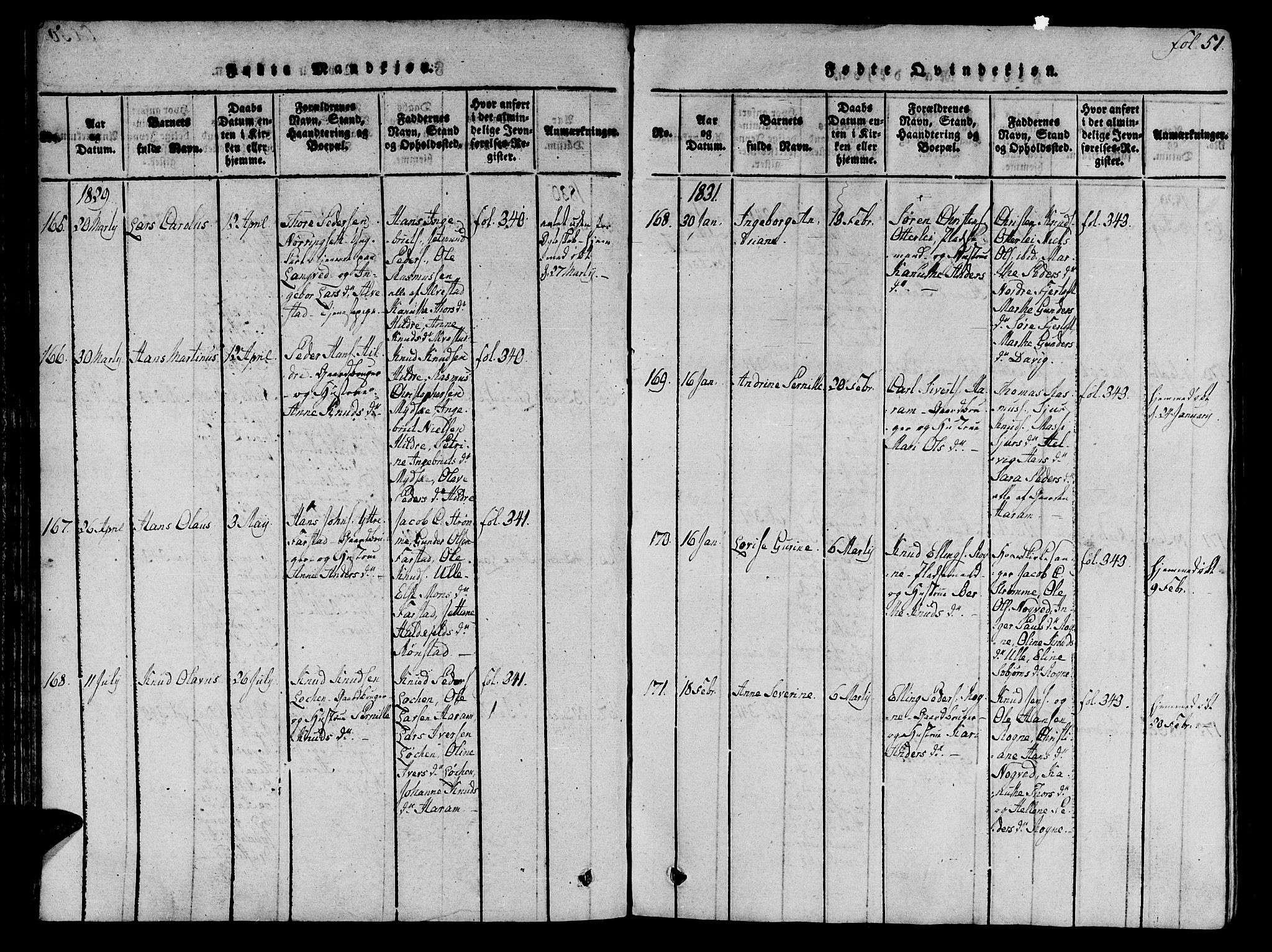 Ministerialprotokoller, klokkerbøker og fødselsregistre - Møre og Romsdal, SAT/A-1454/536/L0495: Parish register (official) no. 536A04, 1818-1847, p. 51