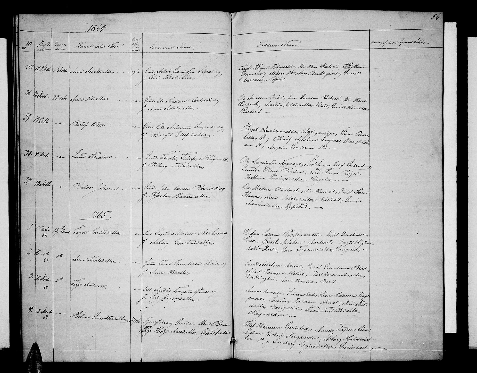 Åmli sokneprestkontor, AV/SAK-1111-0050/F/Fb/Fbc/L0002: Parish register (copy) no. B 2, 1850-1867, p. 56